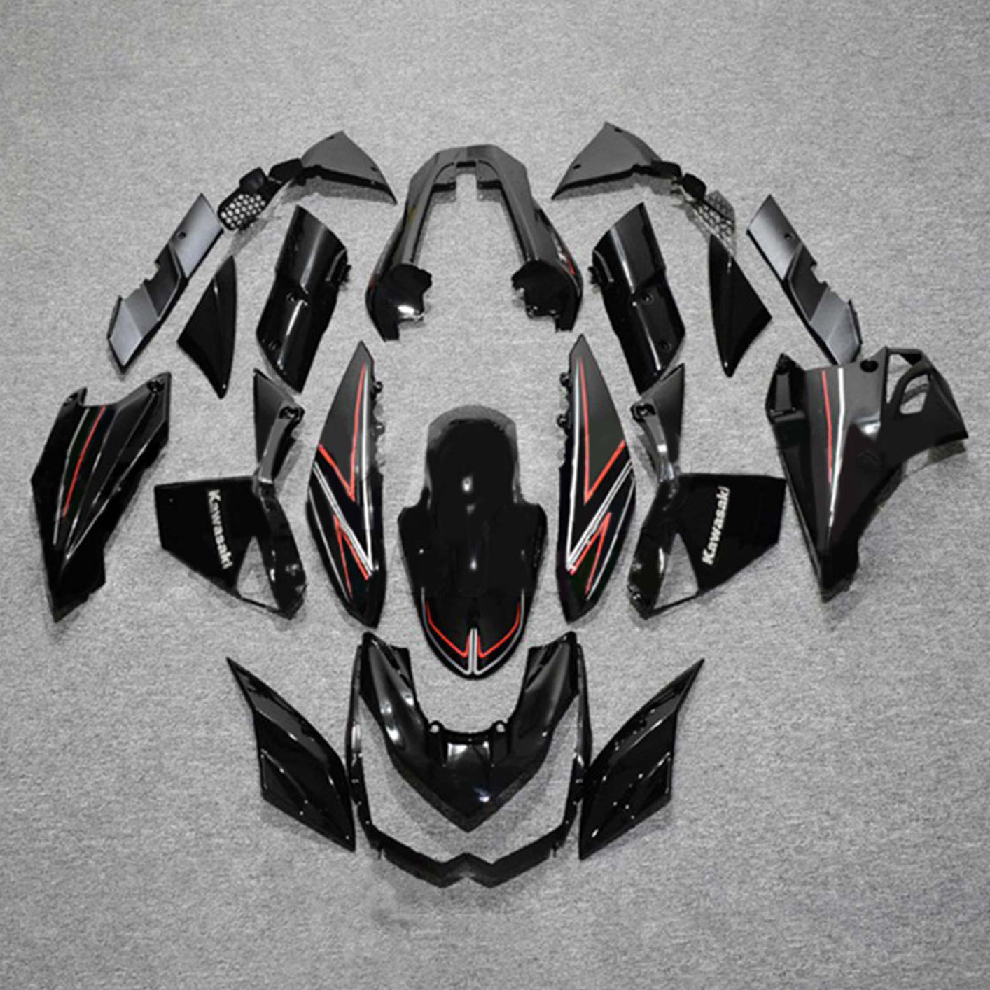 Amotopart 2010-2013 Z1000 Kawasaki Black with Red Line Fairing Kit