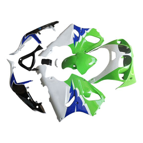 Amotopart 1996-2003 Kawasaki ZX7R Black White Blue Green Fairing Kit