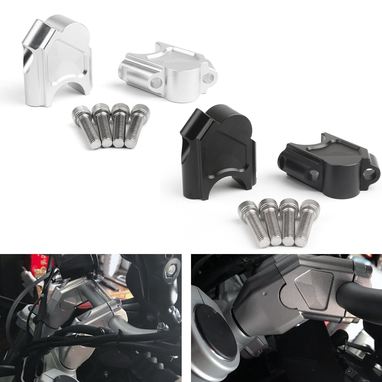 Paar schwarze Motorrad-Lenker-Riser-Kits, die den Lenker nach oben bewegen, für BMW F800GS 2008–2017