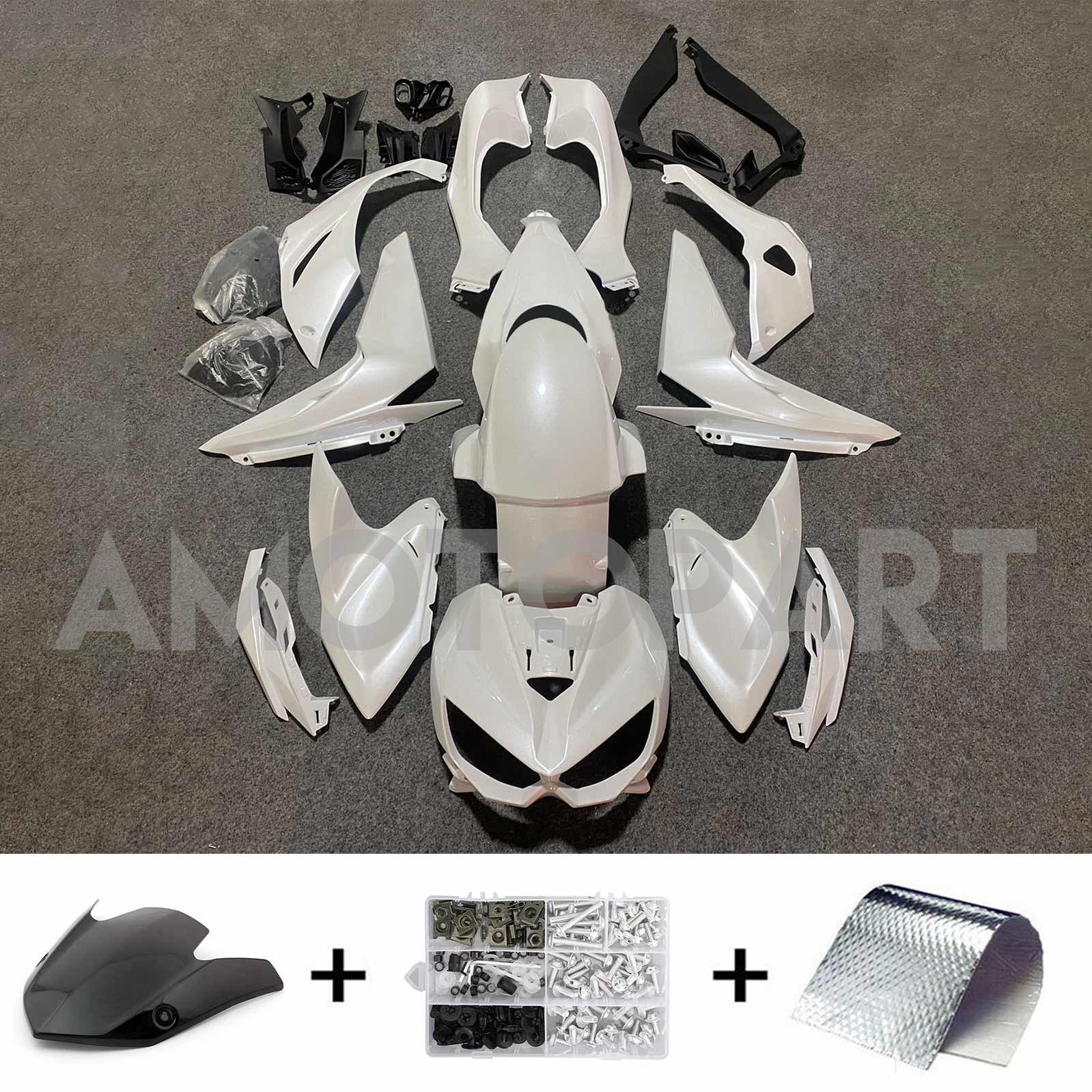 Amotopart 2014-2017 Z1000 Kawasaki Pearl White Fairing Kit