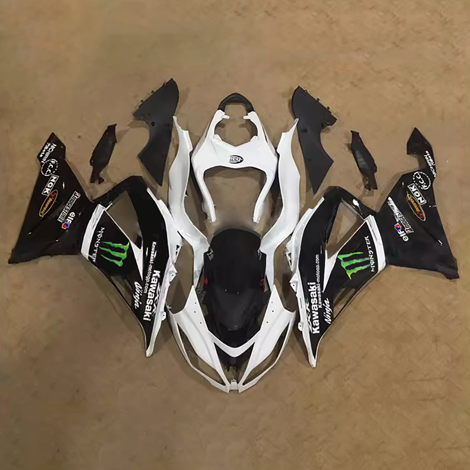 Amotopart 2013-2018 Kawasaki ZX6R 636 Black & White Fairing Kit
