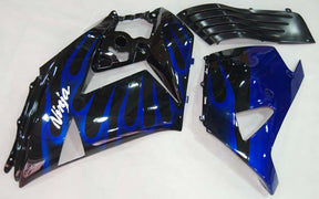 Amotopart 2006-2011 Kawasaki ZX14R nero con kit carenatura Blue Flame
