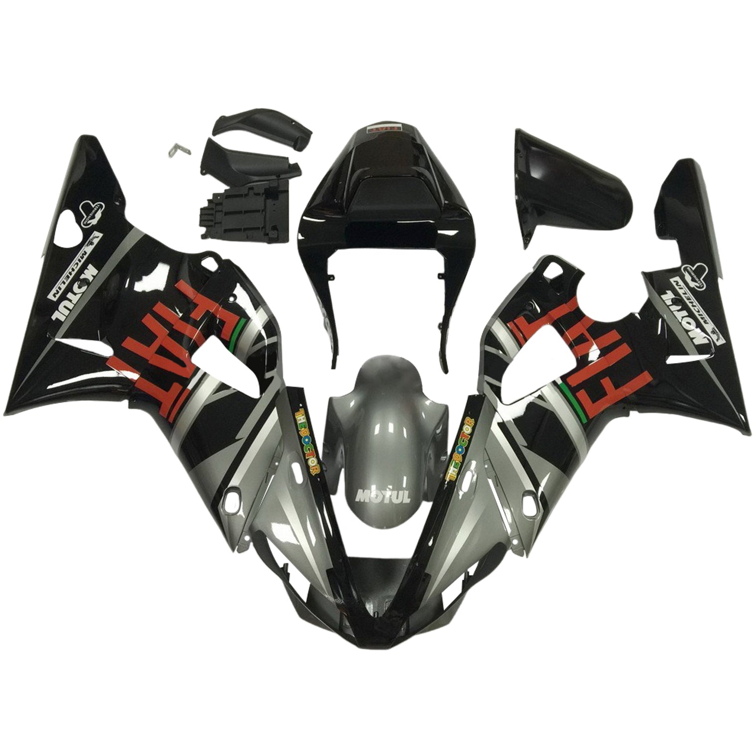 Amotopart 2000-2001 Yamaha YZF 1000 R1 Black Grey Fairing Kit