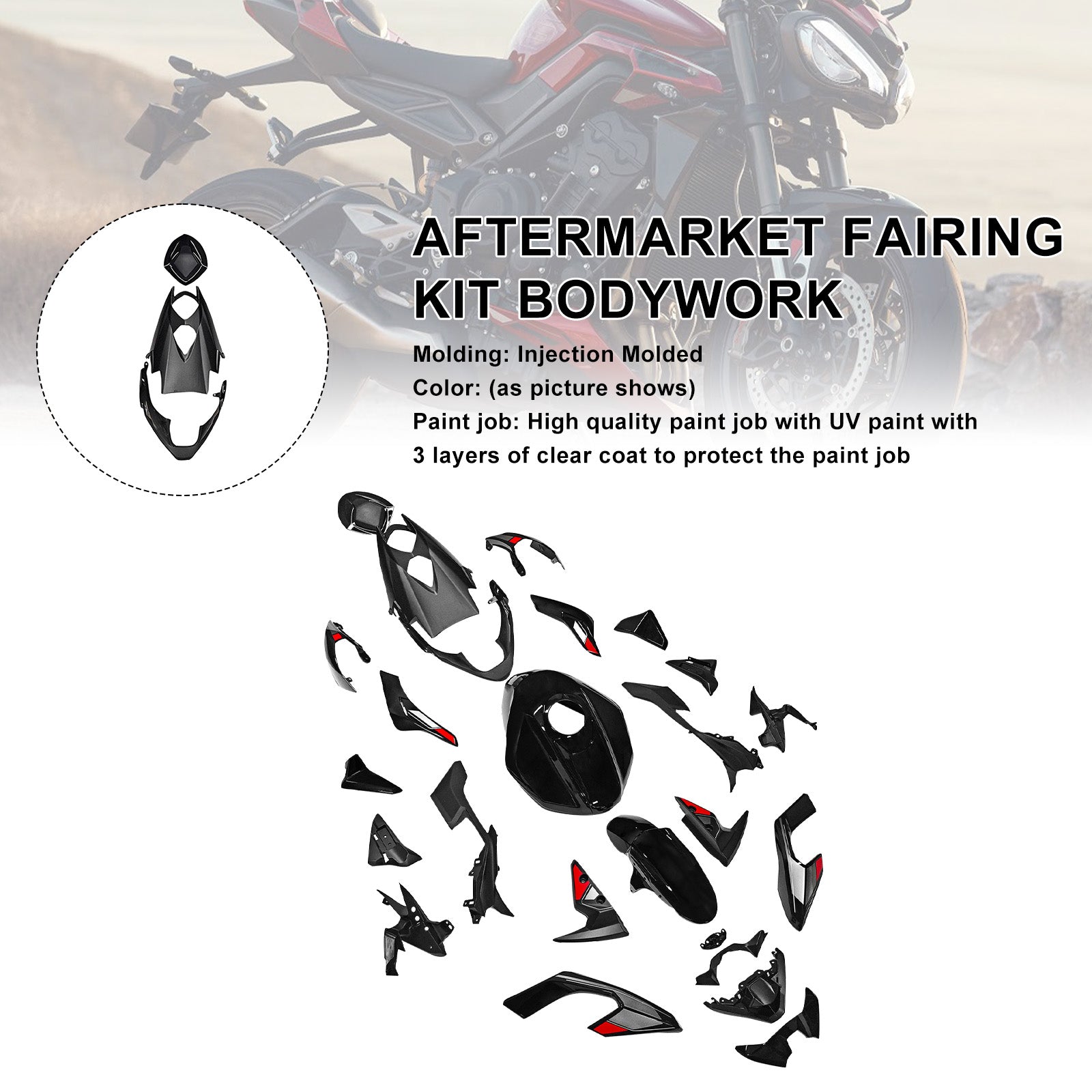 Amotopart 2023–2025 Triumph Street Triple 765 R/RS Verkleidungsset-Kollektion
