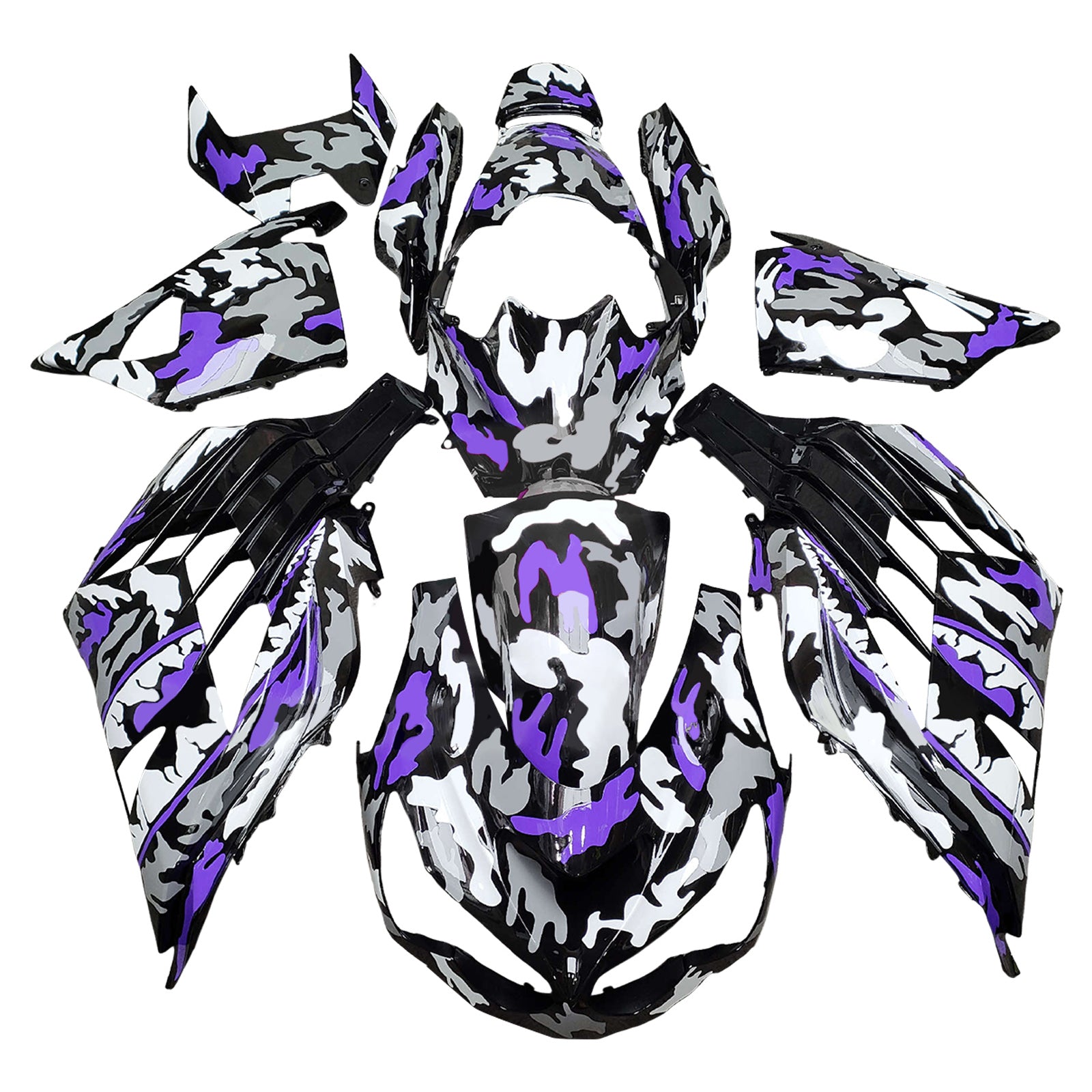 Amotopart 2012-2025 Kawasaki ZX14R ZZR1400 Camouflage Purple Grey Fairing Kit