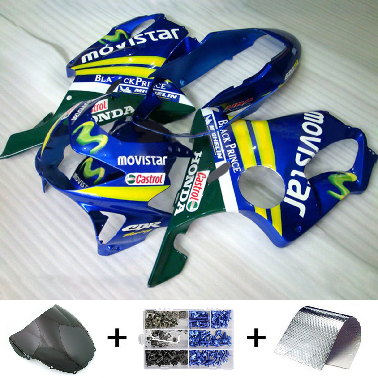 Amotopart 1999-2000 CBR600 F4 Honda Yellow&Blue Fairing Kit