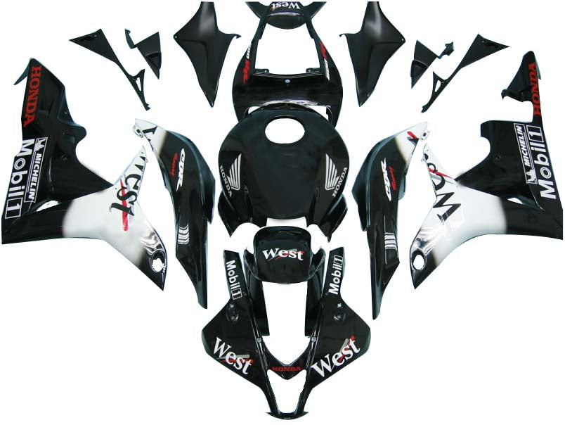 Amotopart 2007-2008 Honda CBR600RR Kit de carenado blanco y negro