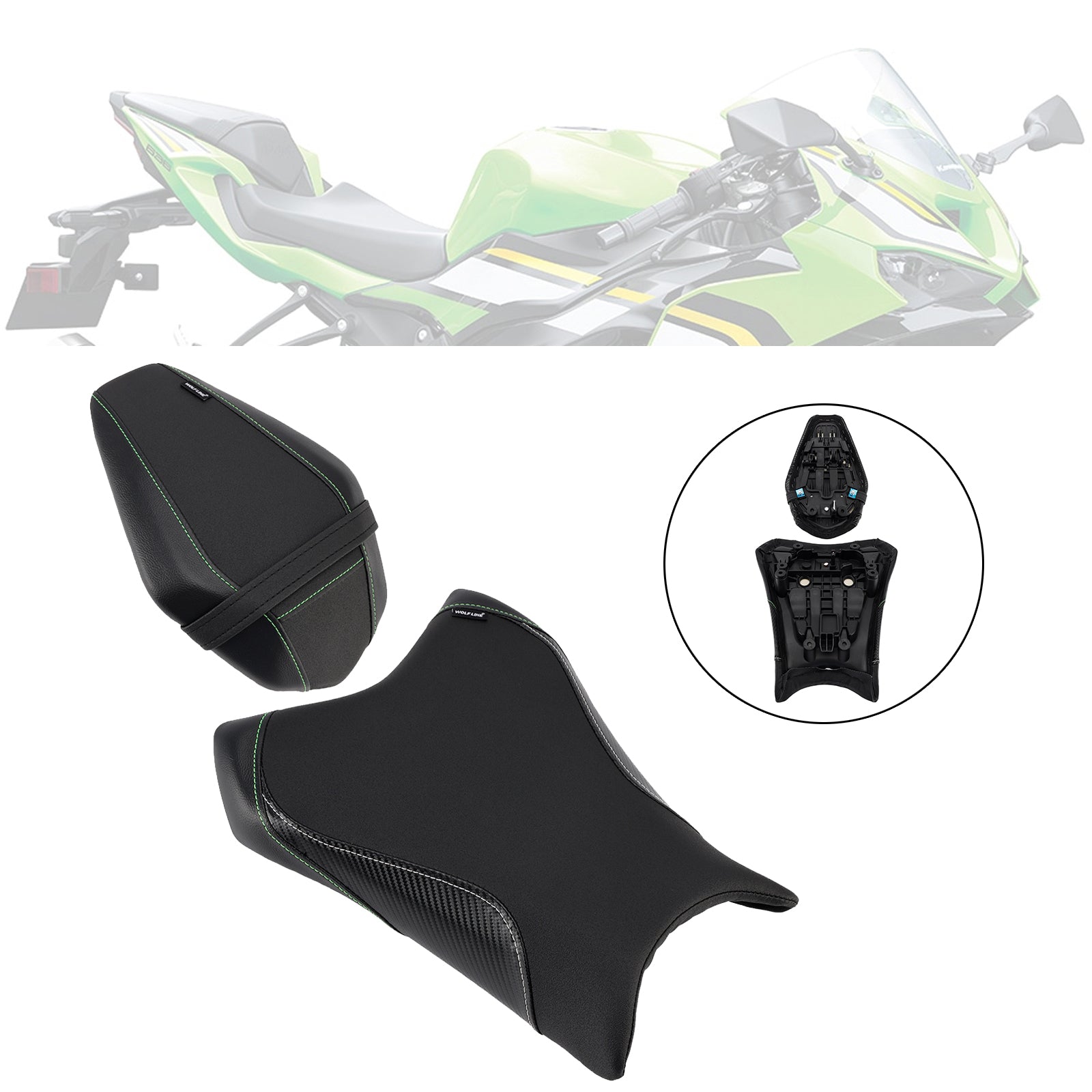 19-25 Kawasaki ZX-6R Pilota ZX 6R&PKit sedile passeggero con cuscino posteriore nero2