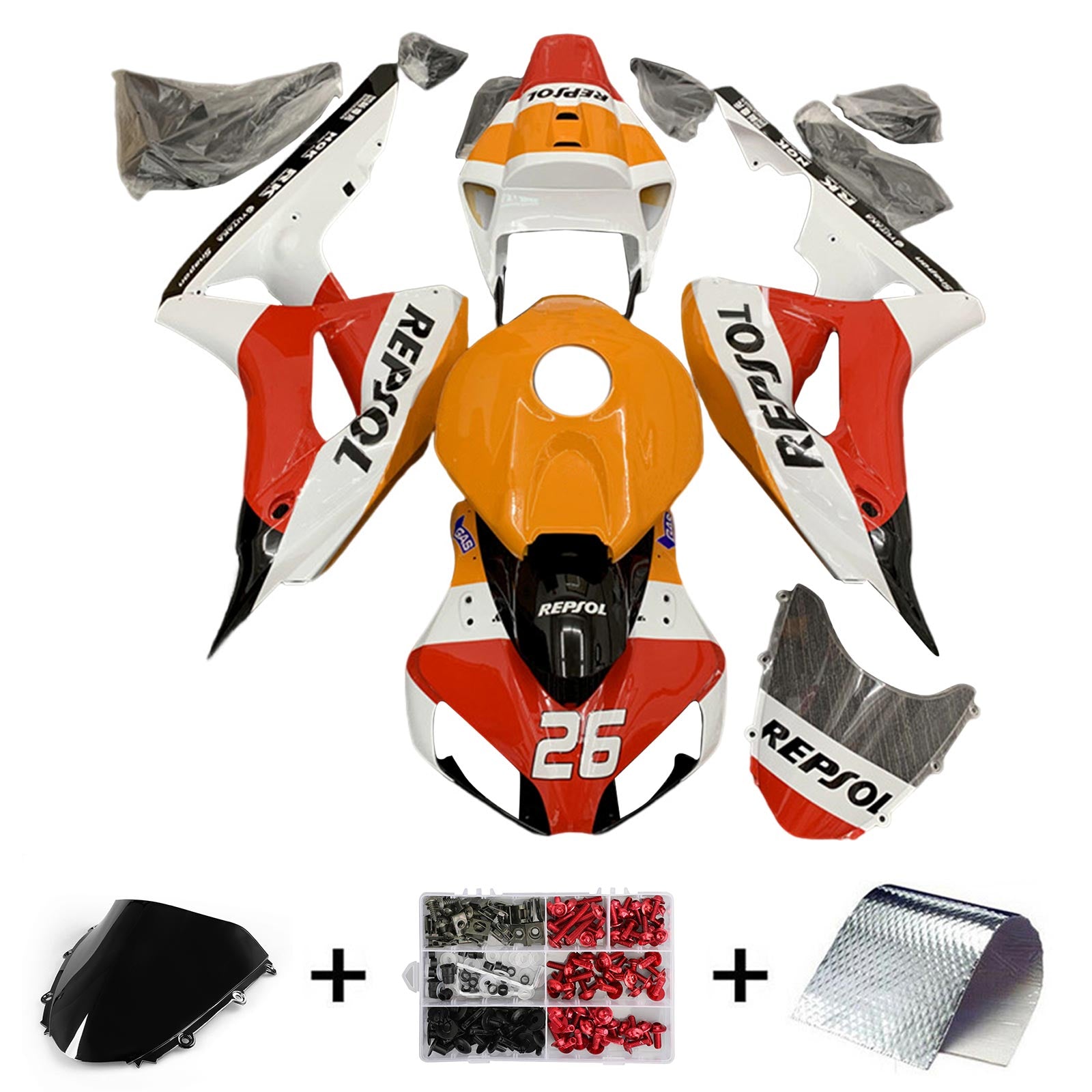 Amotopart 2006-2007 Honda CBR1000RR Kit de carénage Repsol rouge orange