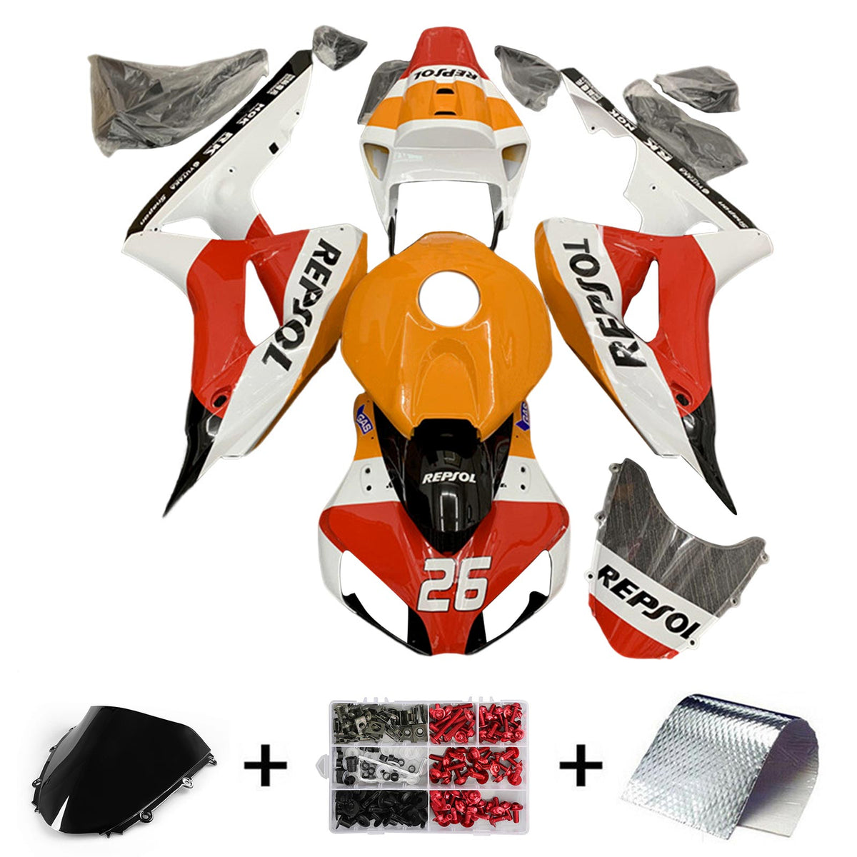 Amotopart 2006-2007 Honda CBR1000RR Kit carena Repjol arancione e rosso