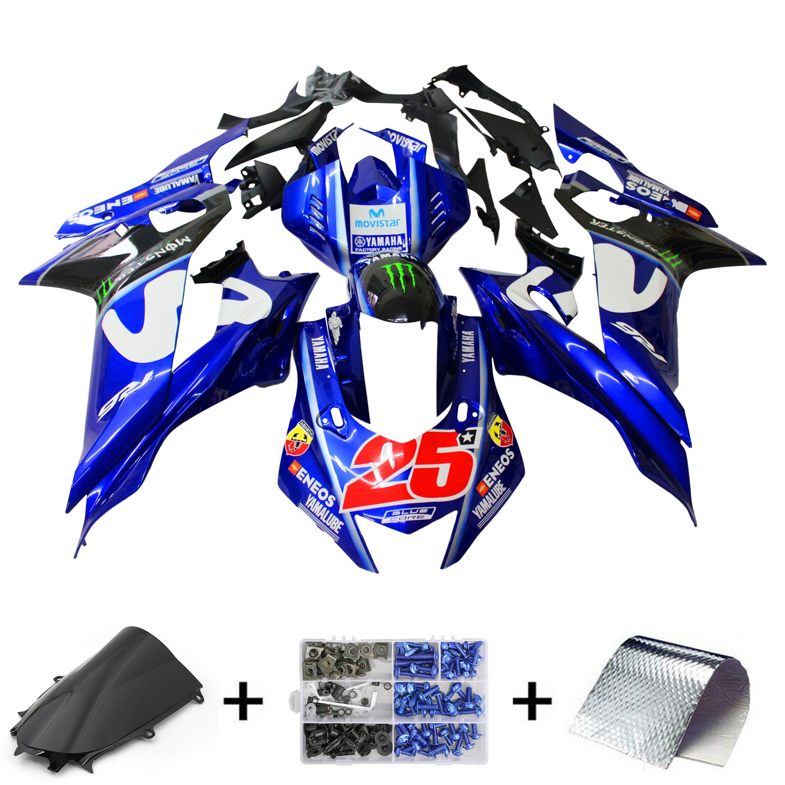 Kit de carénage Amotopart Yamaha YZF-R6 2017-2023 bleu Style2