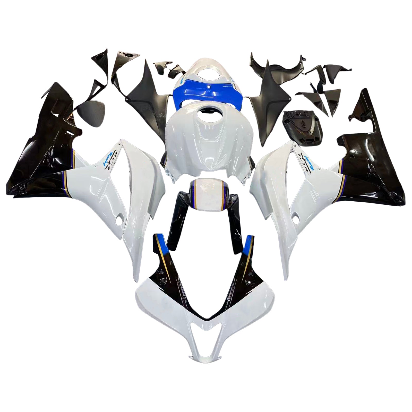 Amotopart 2007–2008 Honda CBR600RR Weiß Schwarz Blau Verkleidungsset