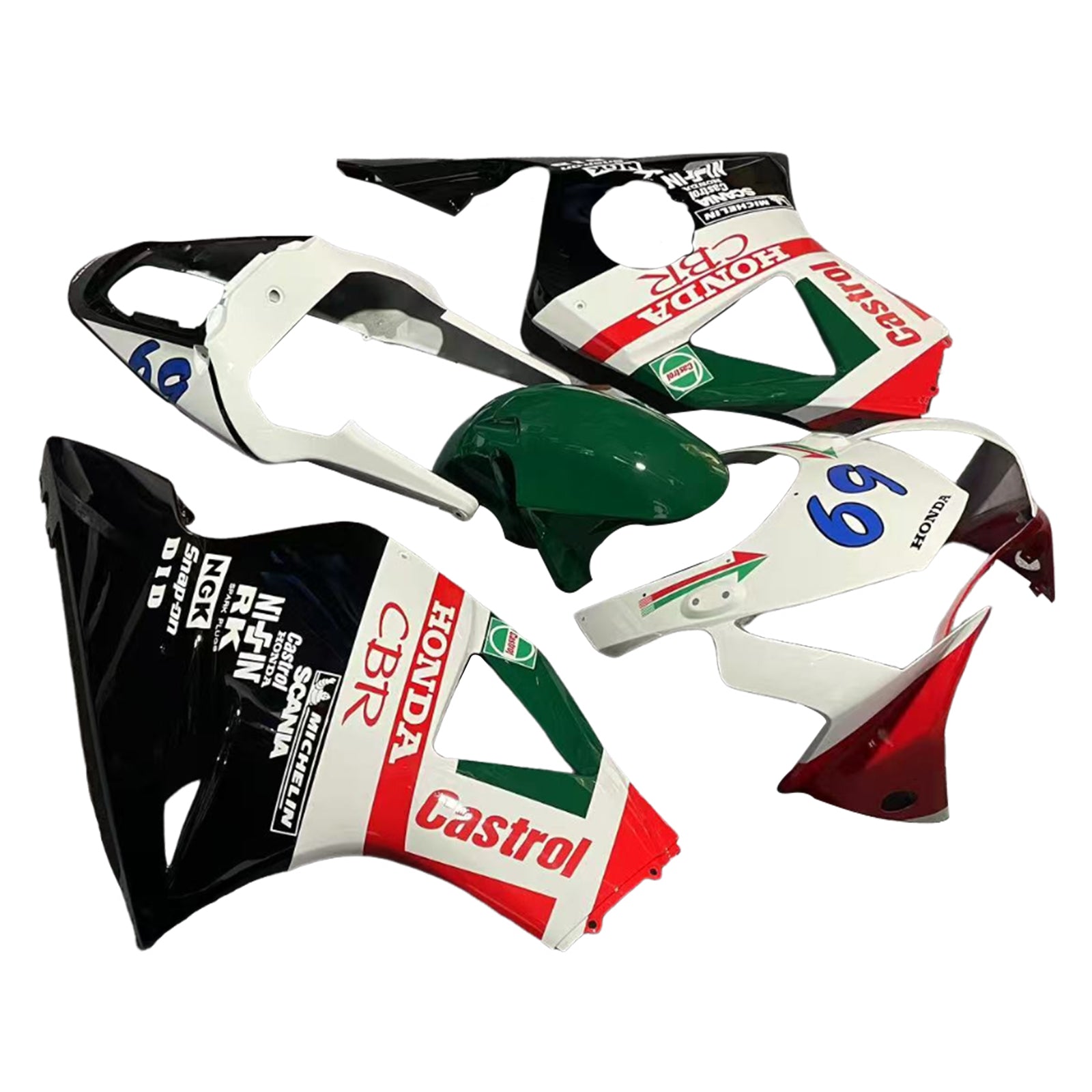 Amotopart 2002-2003 Honda CBR954 White Green Red Line Fairing Kit