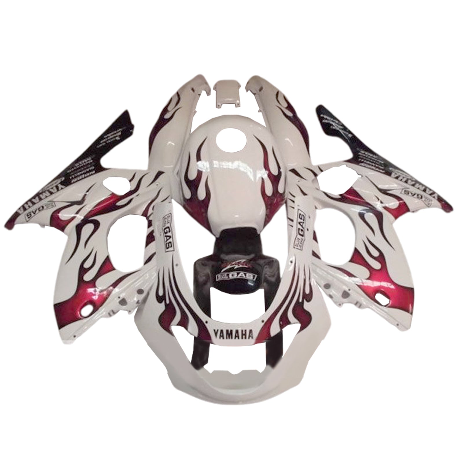 Amotopart 1996-2007 Yamaha YZF 600R Thundercat White Dark Red Fairing Kit