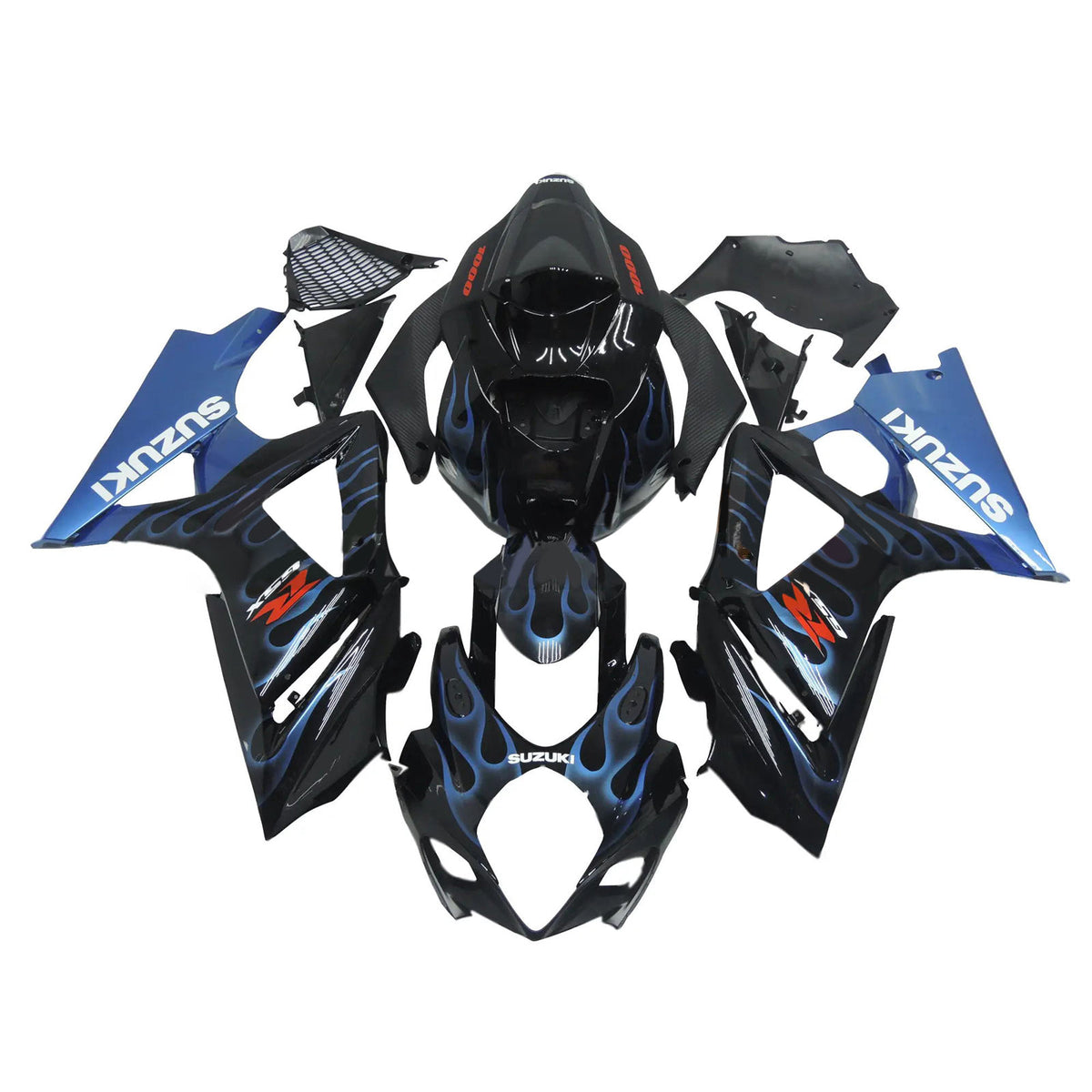 Amotopart 2007-2008 K7 GSXR1000 Suzuki Black with Blue Accents Fairing Kit