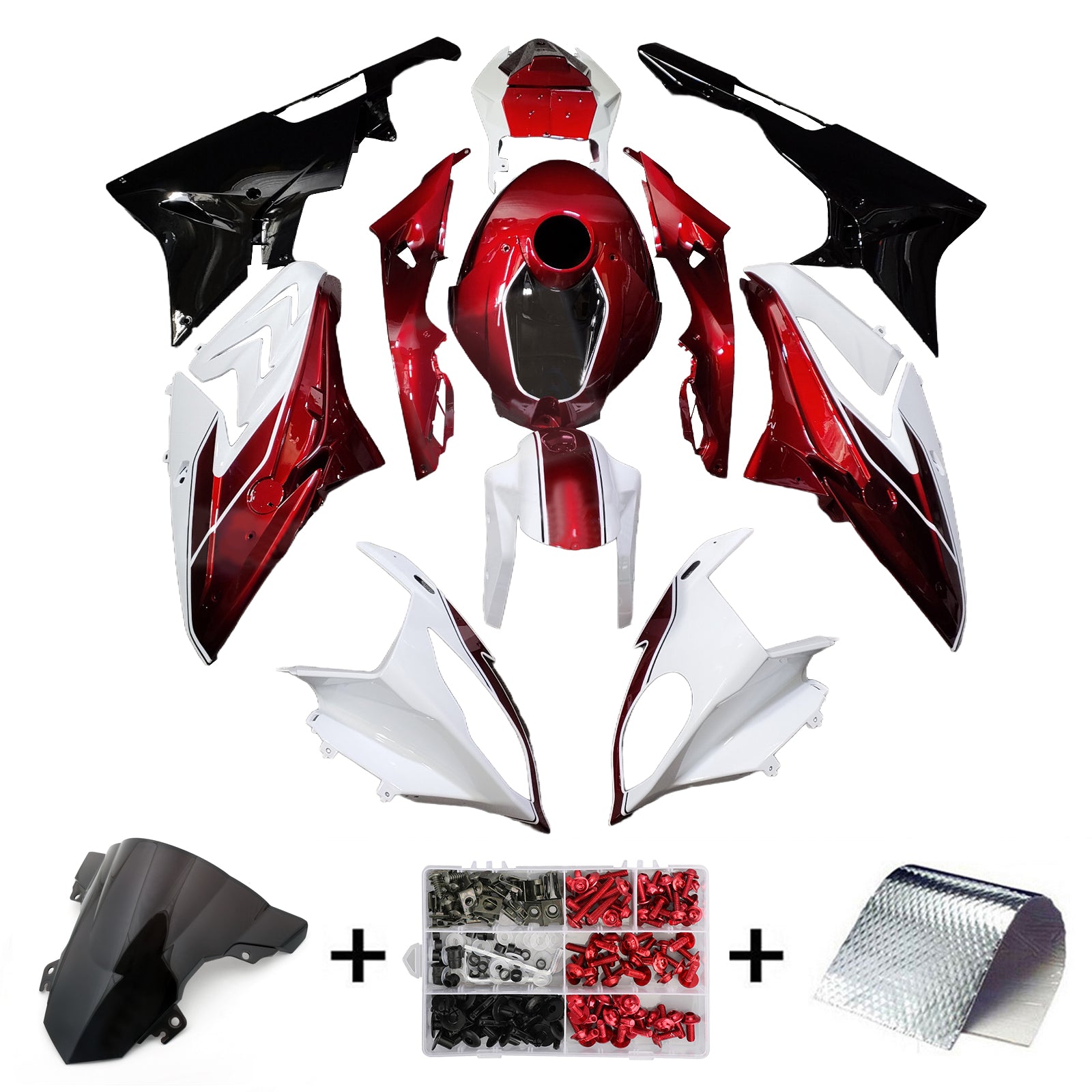 Amotopart 2017-2018 BMW S1000RR Glossy Red Black White Fairing Kit