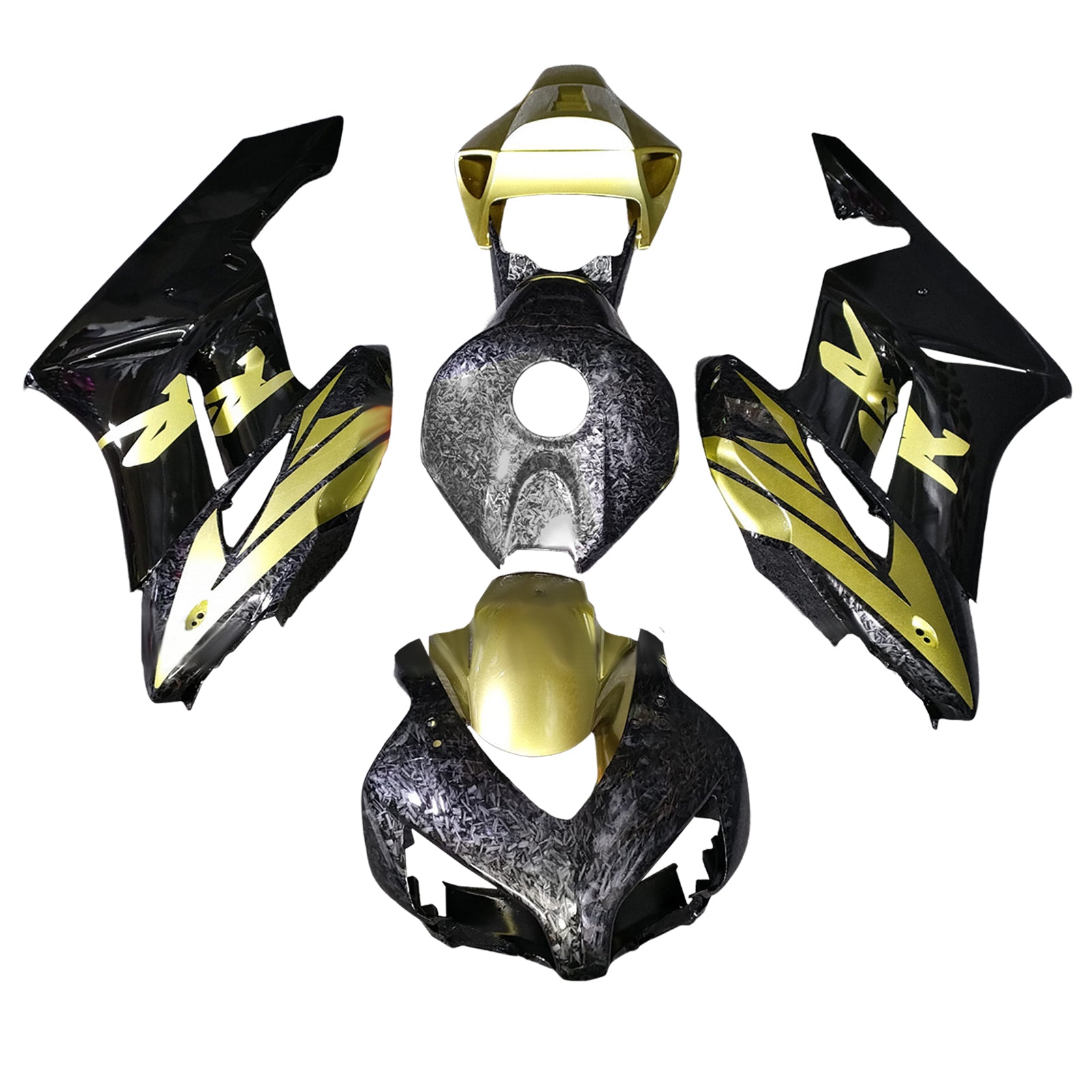 Motifs en fibre de carbone forgés Amotopart pour Honda CBR1000RR 2004-2005 & Kit de carénage doré