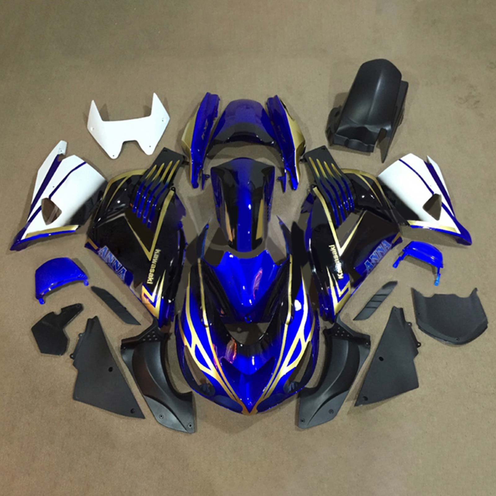 Amotopart 2006-2011 Kawasaki ZX14R Blue&Black Fairing Kit