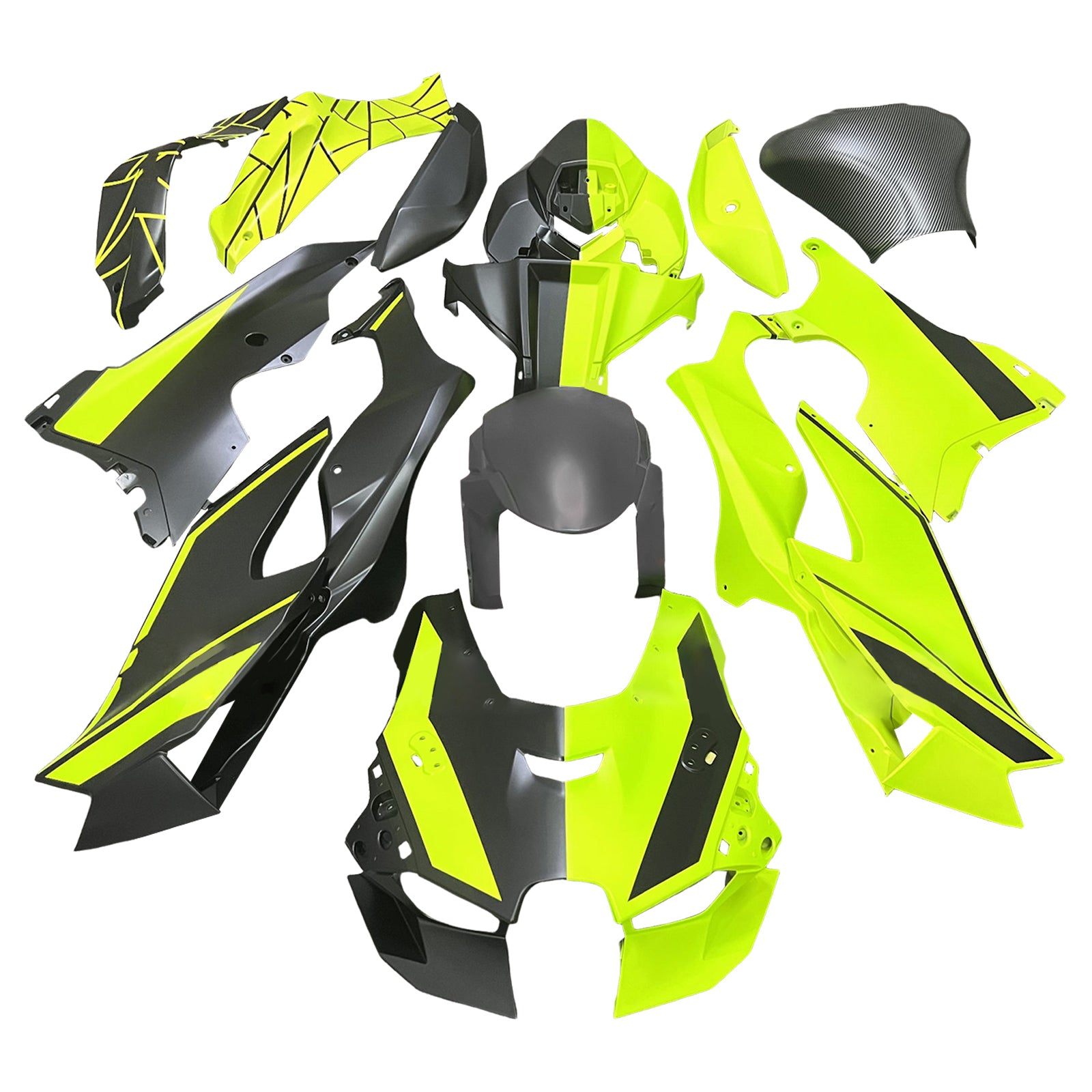 Amotopart 2021-2025 Kawasaki ZX14R ZZR1400 Yellow Carbon Fiber  Fairing Kit