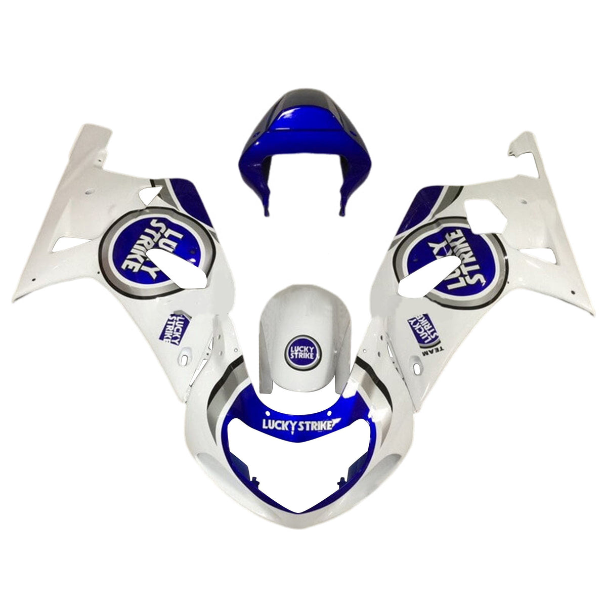 Amotopart 2001-2003 GSXR600 2000-2003 GSXR750 K1 Suzuki Kit de carénage blanc avec emblèmes bleus