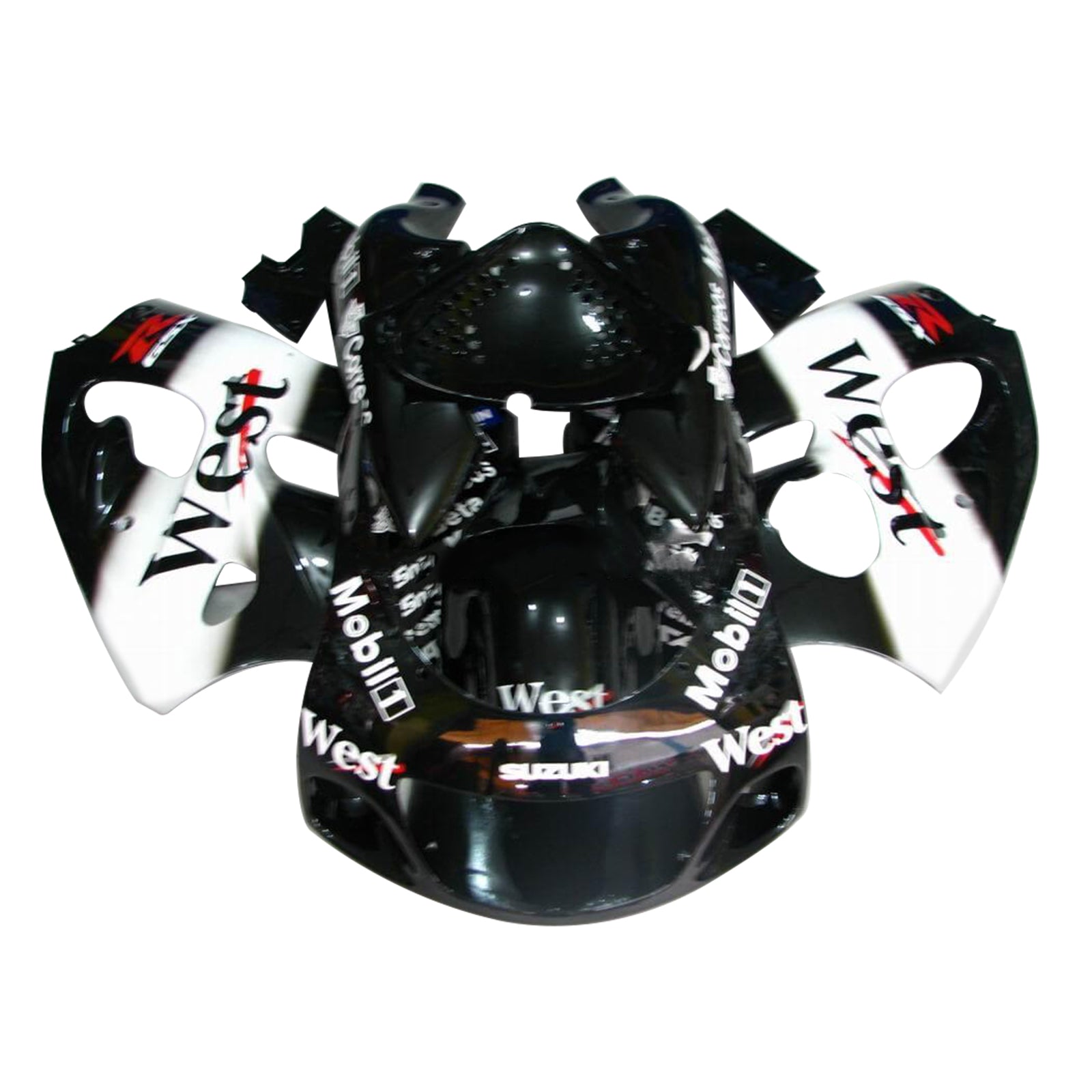 Amotopart Suzuki GSXR600 1996-2000 GSXR750 1996-1999 Kit de carénage noir et blanc