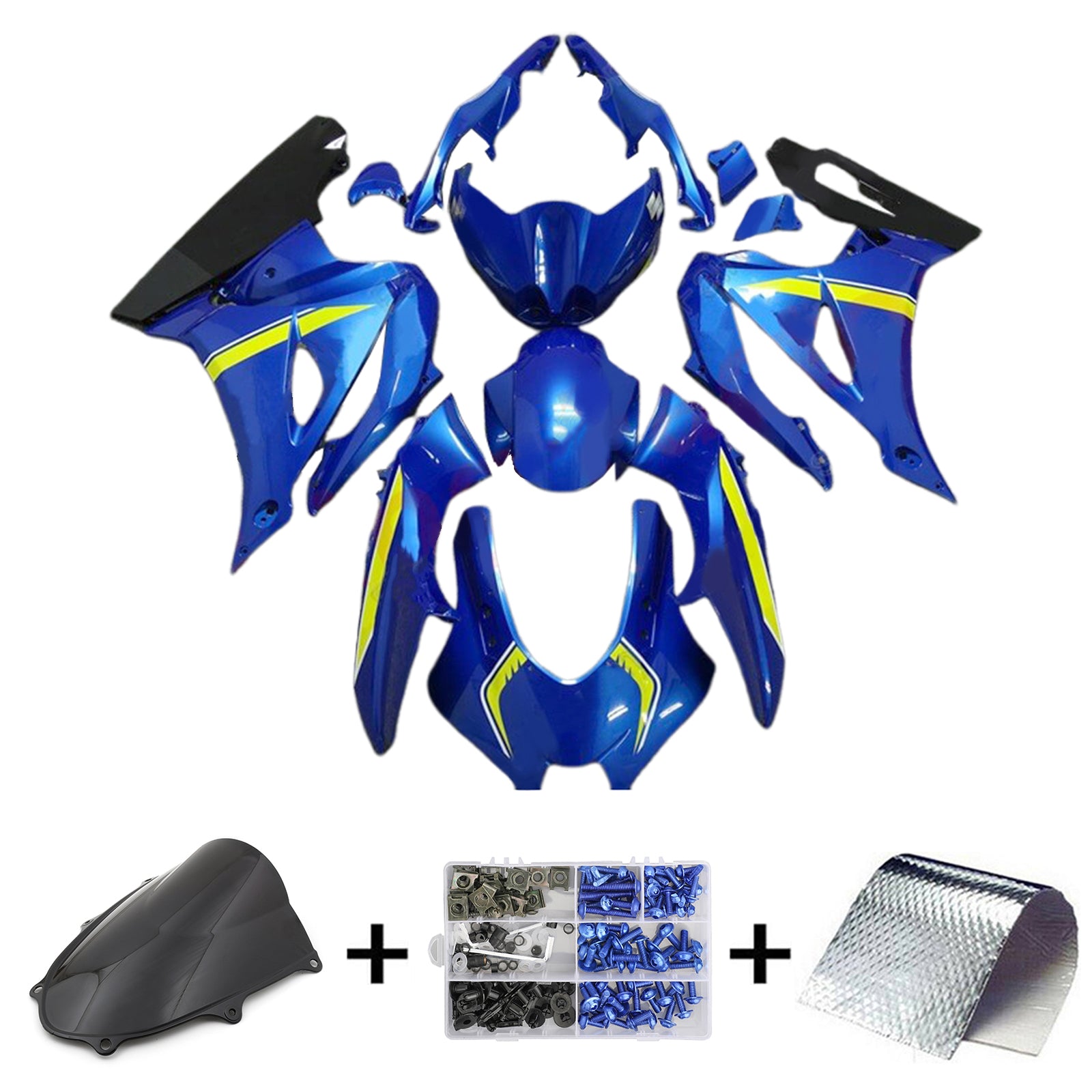 Amotopart 2017-2024 Suzuki GSXR1000 Blue Fairing Kit