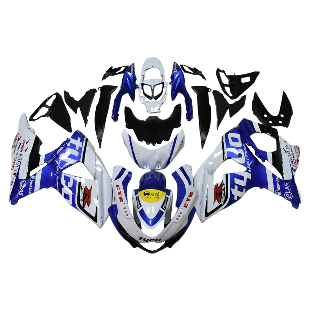 Amotopart 2009-2016 K9 GSXR1000 Suzuki Kit de carénage blanc et bleu Style2