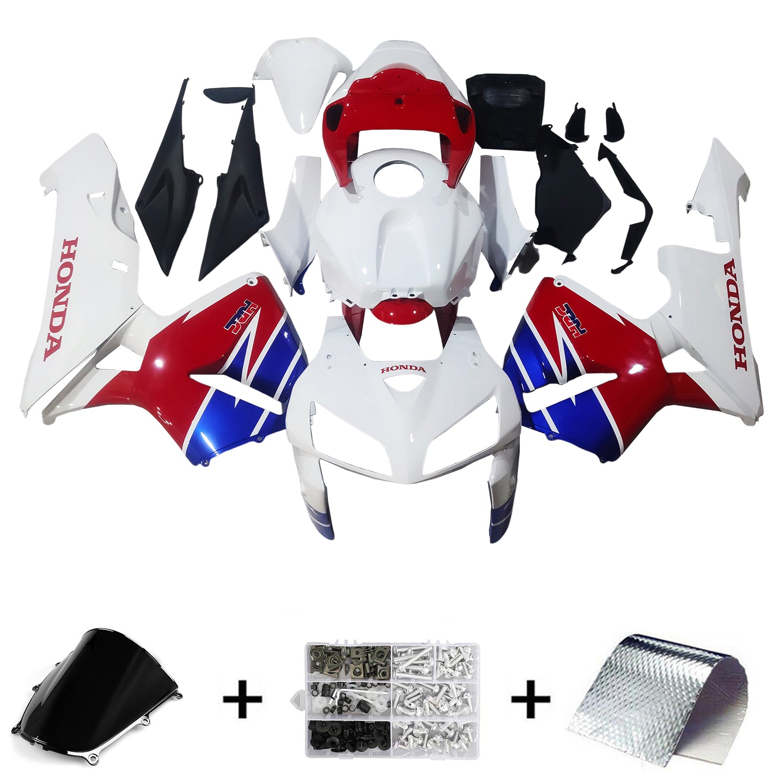 Amotopart 2005-2006 Honda CBR600RR White Red Fairing Kit