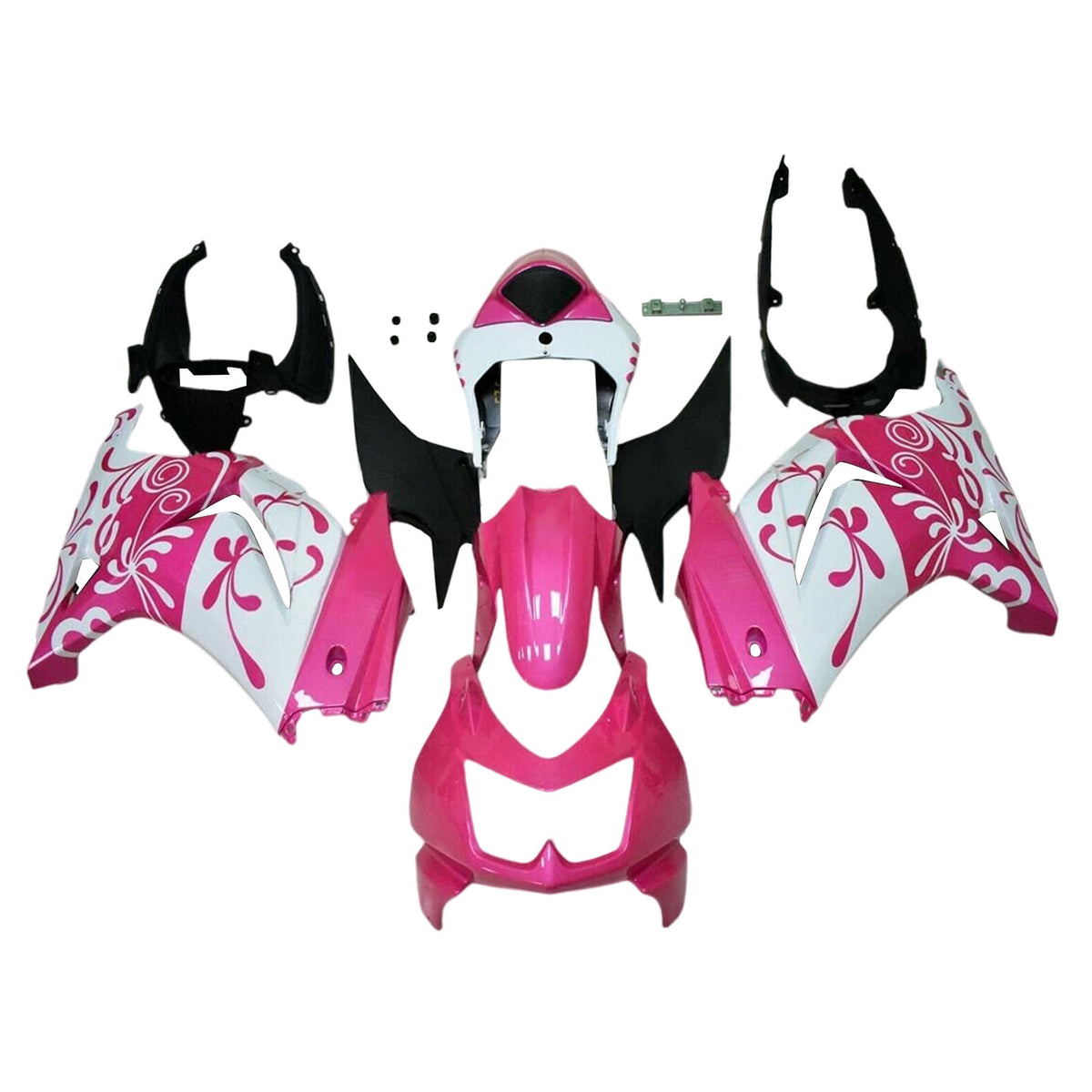 Amotopart 2008-2012 Kawasaki EX250 Ninja250R Black White Pink Fairing Kit