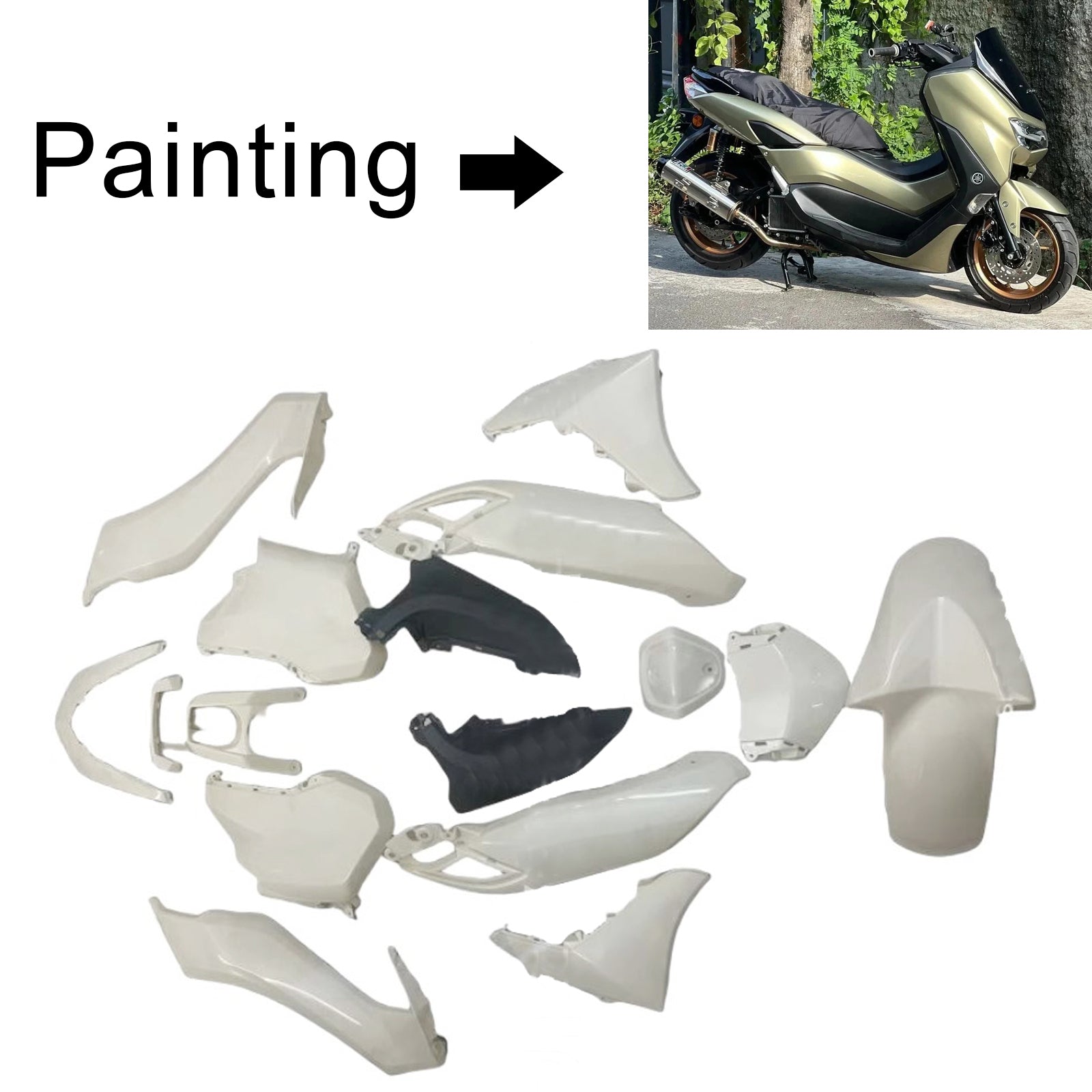 Amotopart 2020-2024 Yamaha NMAX 125/155/250 Black Light Brown Fairing Kit