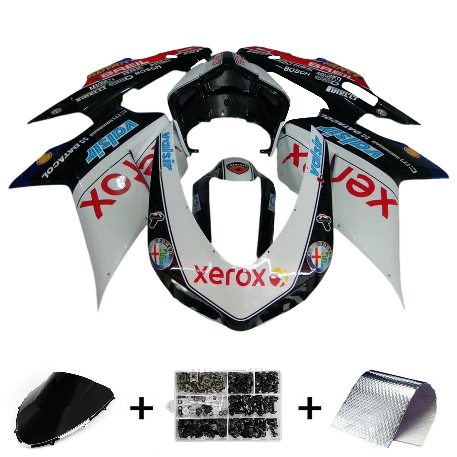 Amotopart All Years Ducati 1098 1198 848 Black&White Style3 Fairing Kit