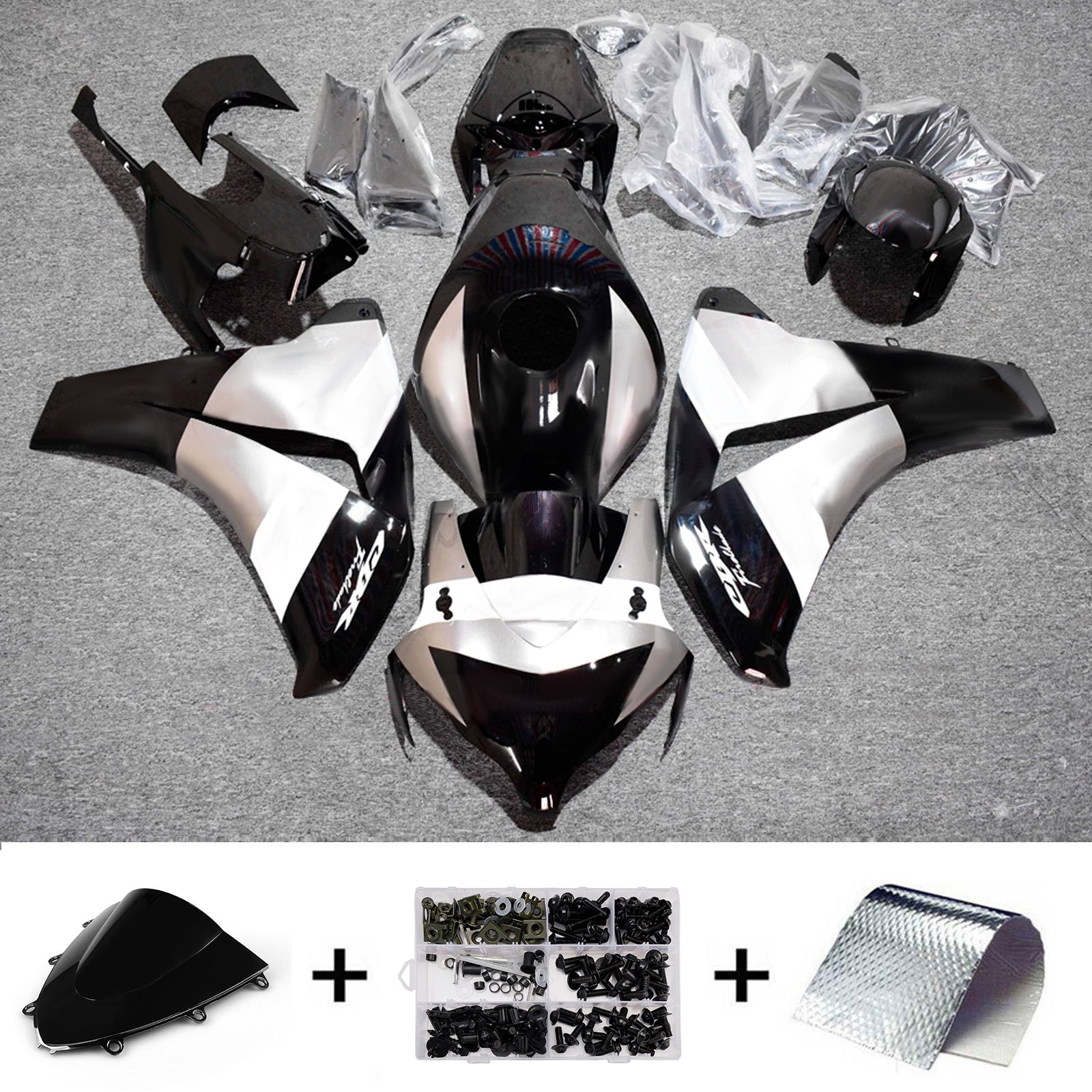 Amotopart 2008-2011 Honda CBR1000RR White/Black Fairing Kit