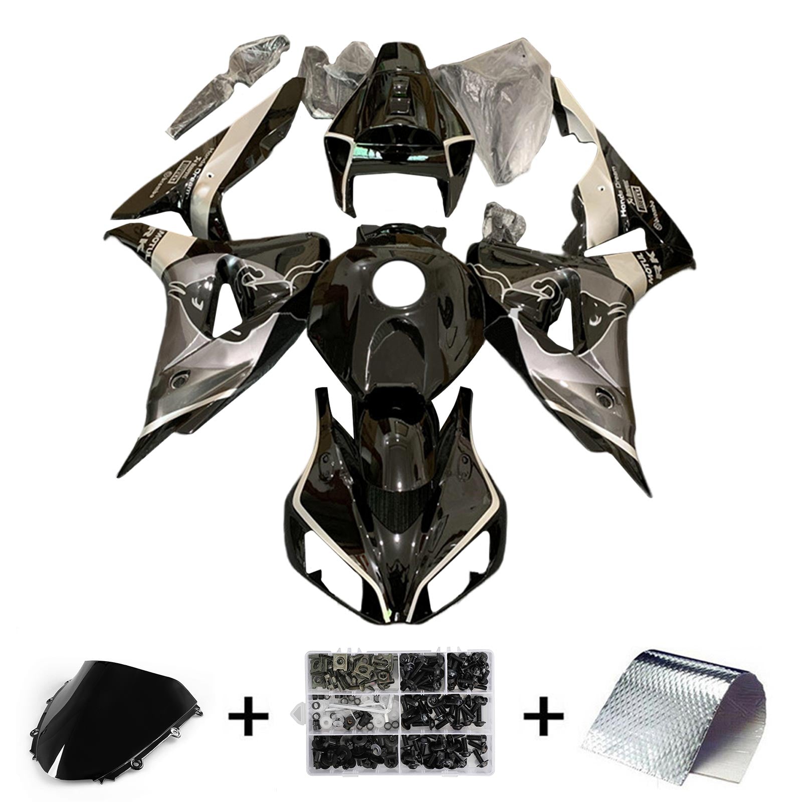 Amotopart 2006-2007 Honda CBR1000RR Kit de carenado gris negro