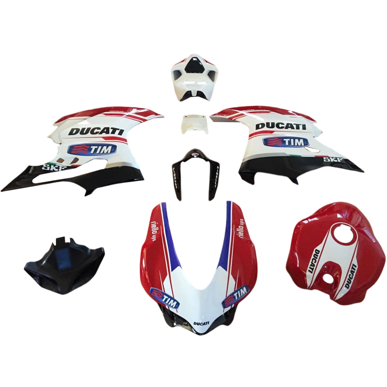 Amotopart 2015-2020 Ducati 1299 959 Kit de carénage rouge et blanc Style1