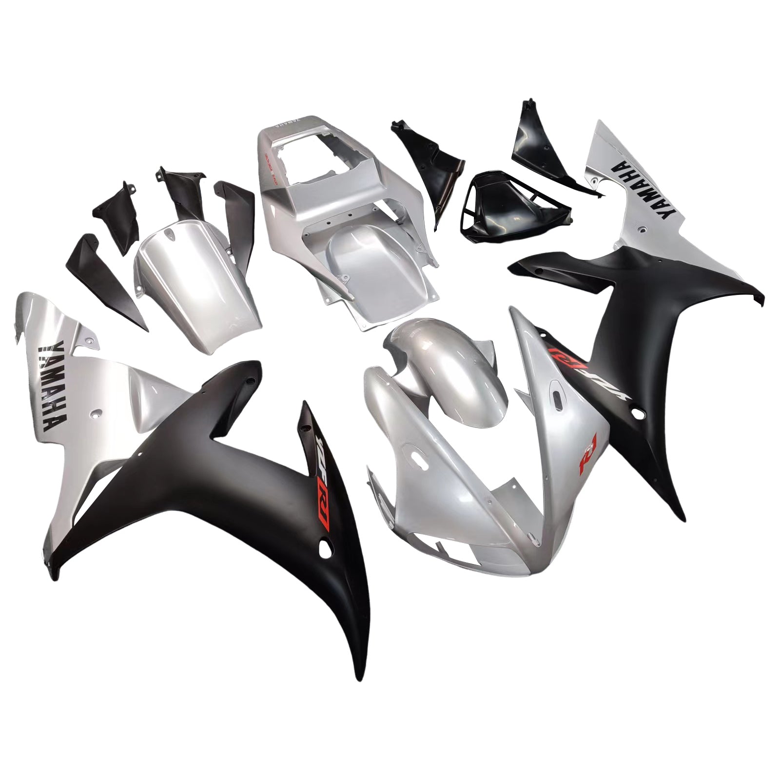 Amotopart 2002-2003 Yamaha YZF 1000 R1 Silver&Black Fairing Kit