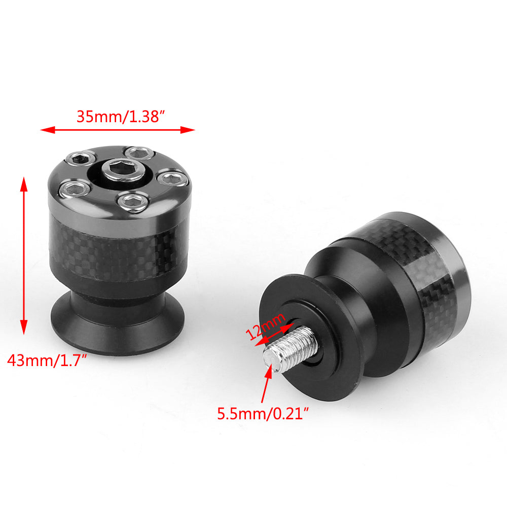 Universal Yamaha Motorcycle CNC Carbon Fiber 6mm Swingarm Sliders Spools Gray