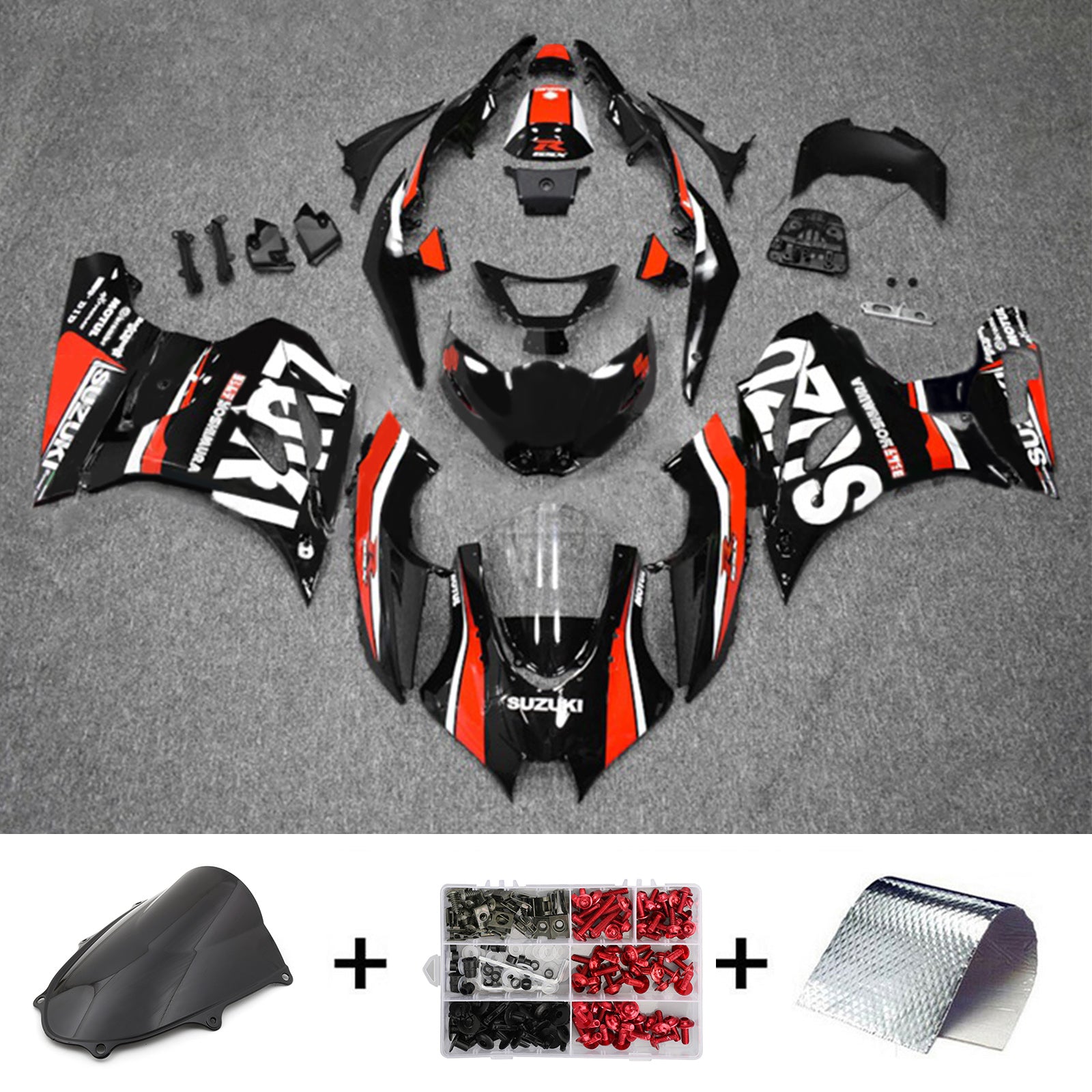 Amotopart 2017-2024 K17 GSXR1000 Suzuki Black&Red Style2 Fairing Kit