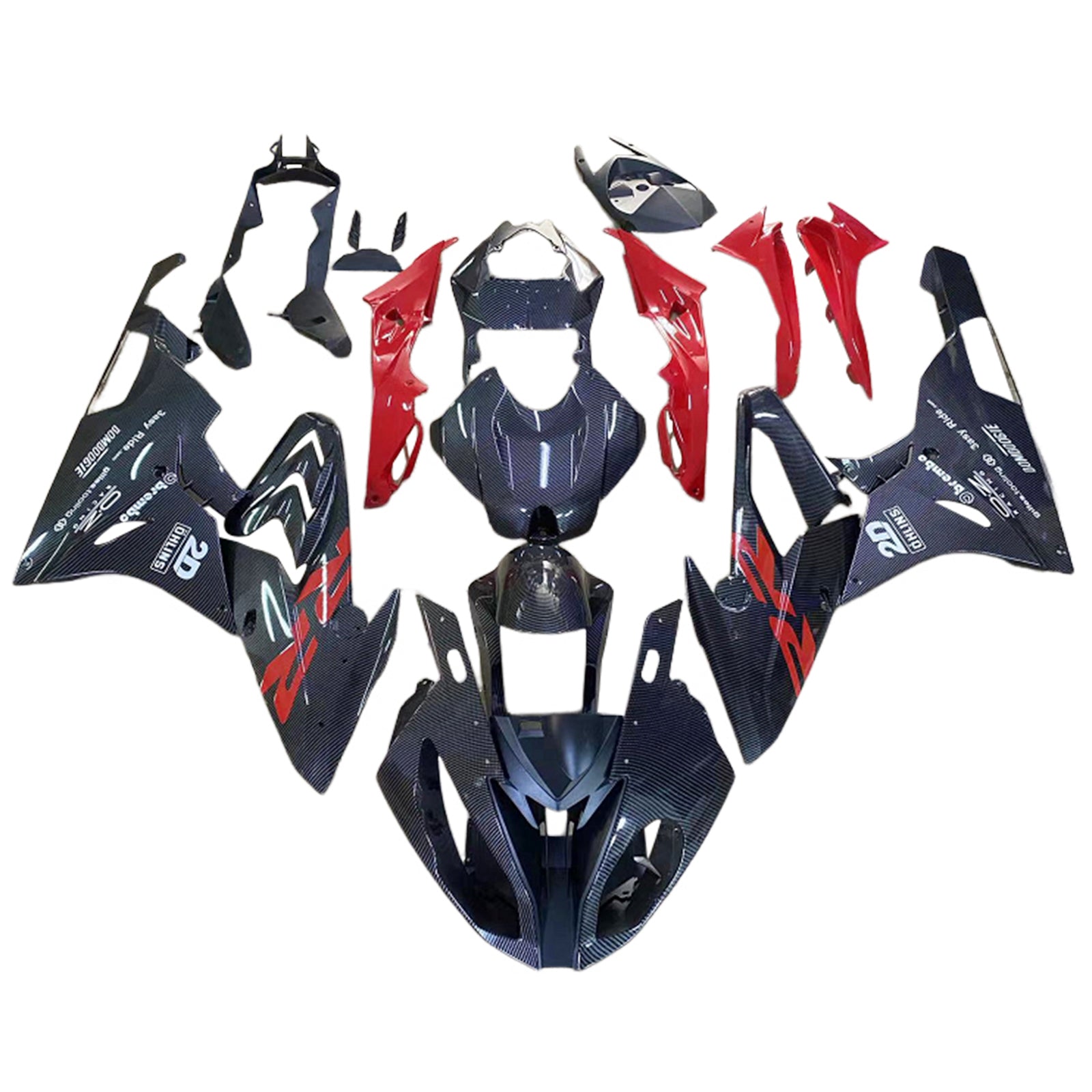 Amotopart 2017-2018 BMW S1000RR  Black Red Carbon Fiber Fairing Kit