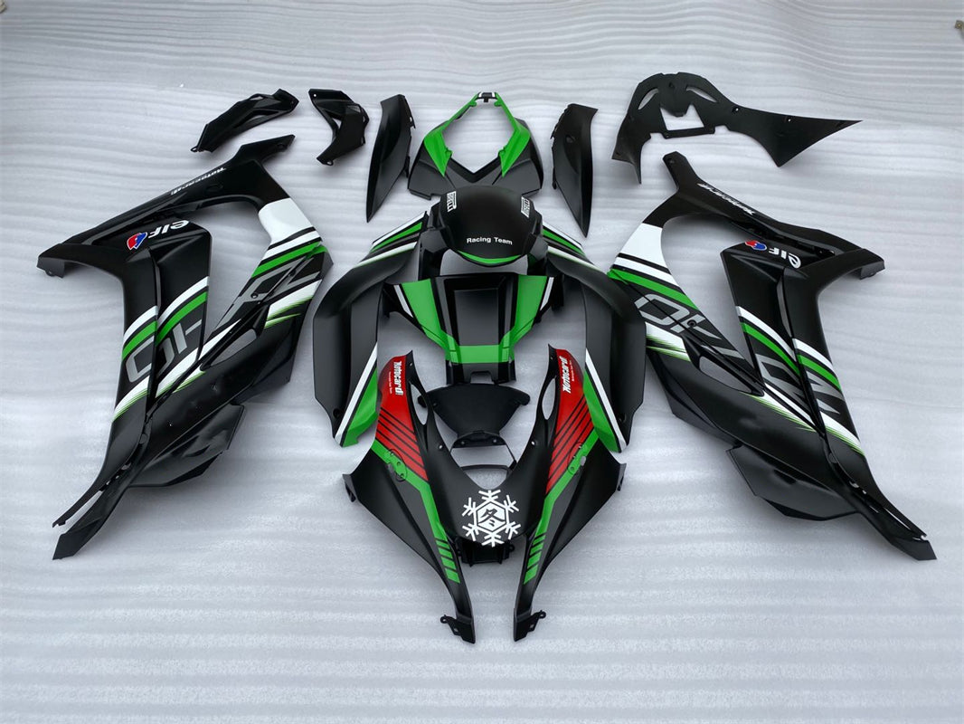 Kit de carenado Amotopart Kawasaki ZX10R 2016-2020 negro y verde estilo 5