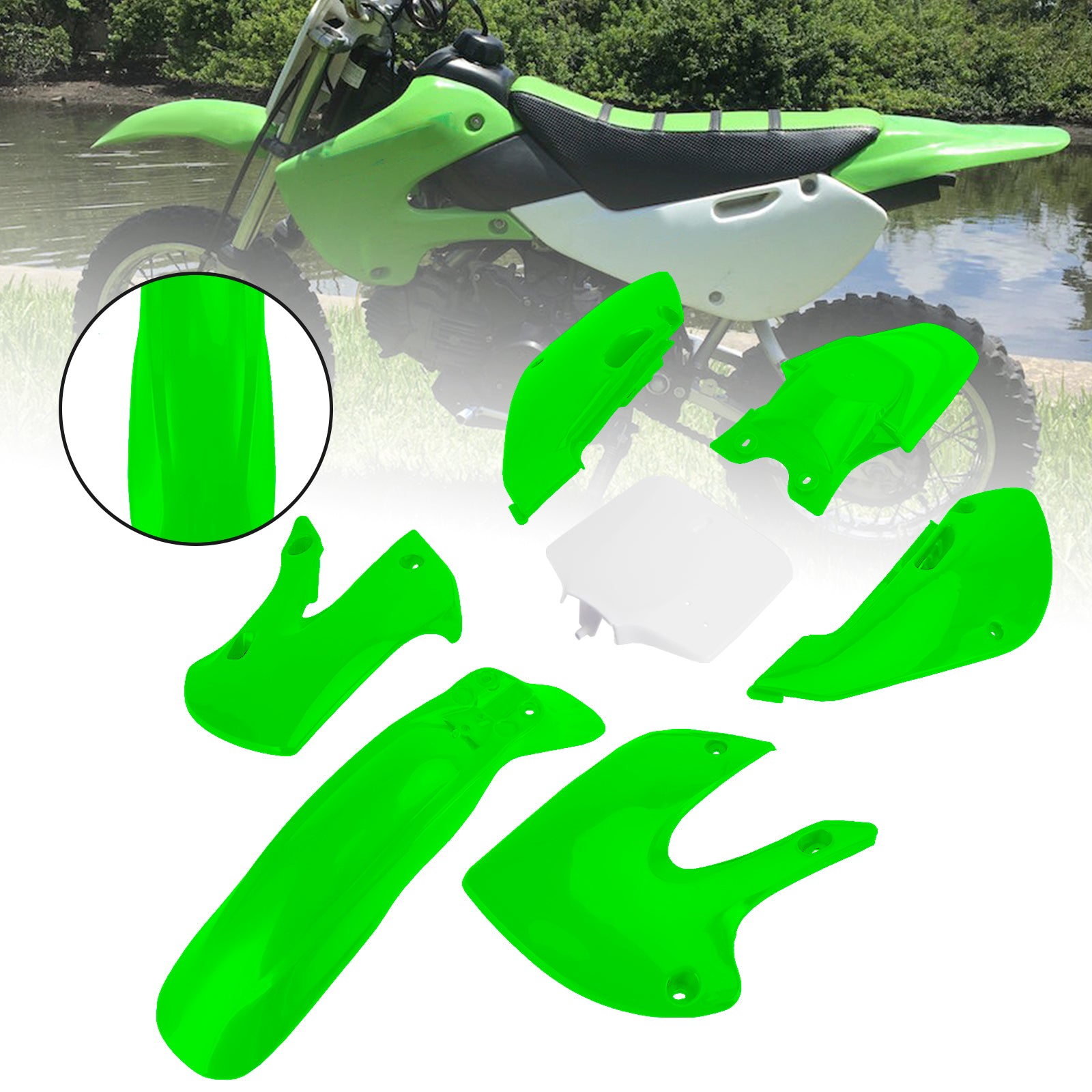 Karosserie-Verkleidungsset aus eingespritztem ABS-Kunststoff für Kawasaki KLX110 KLX65 RM65 DRZ110