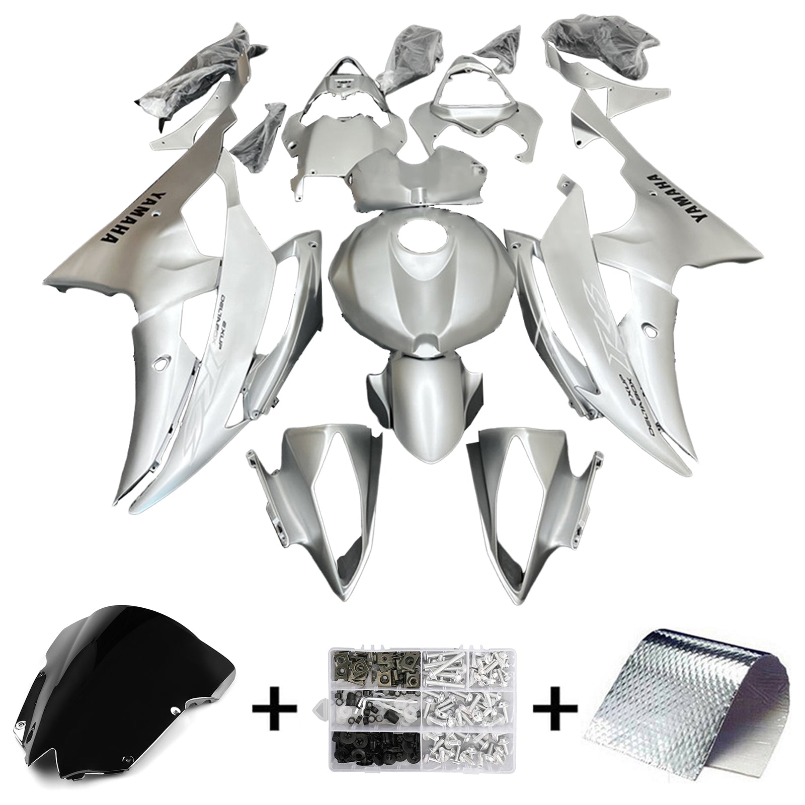 Amotopart 2008-2016 Yamaha YZF 600 R6 Silver Fairing Kit