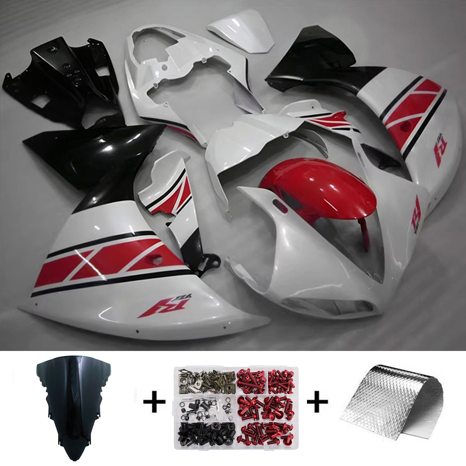 Amotopart 2012-2014 Yamaha YZF-R1 White/Red/Black Fairing Kit