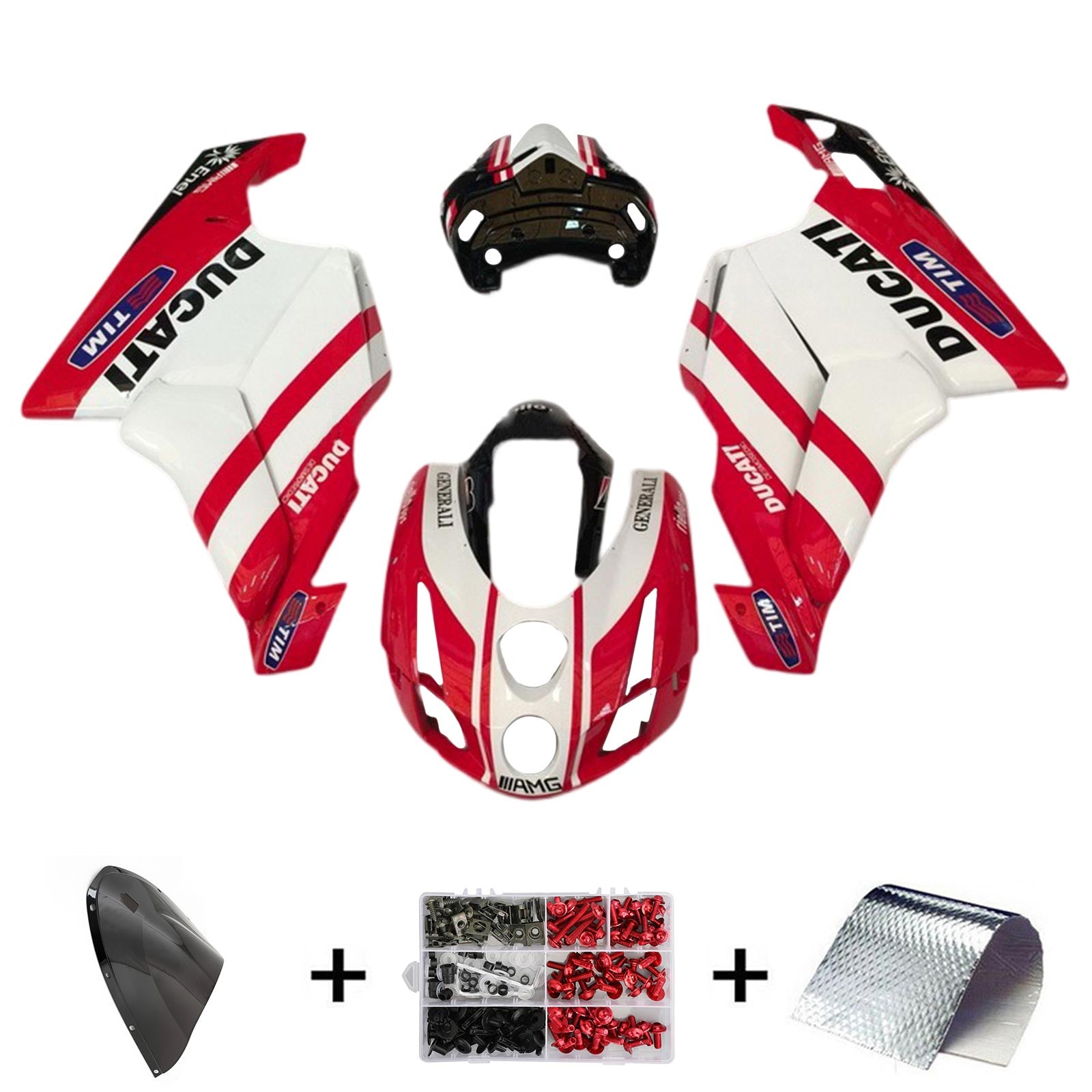 Amotopart 2003 2004 Ducati 999 749 Red&White Style3 Fairing Kit