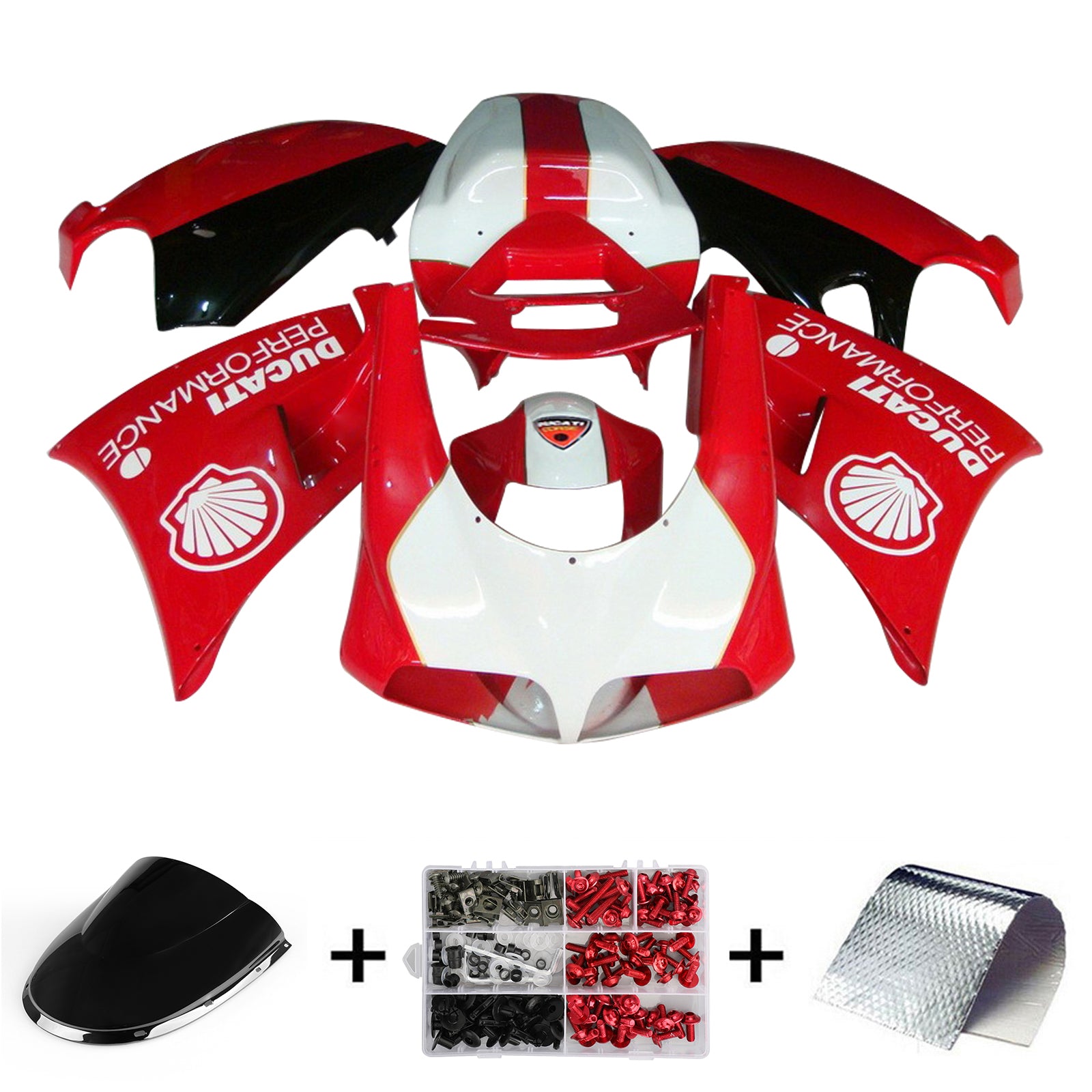 Amotopart Ducati 996 748 1996-2002 Kit de carénage rouge et noir Style2