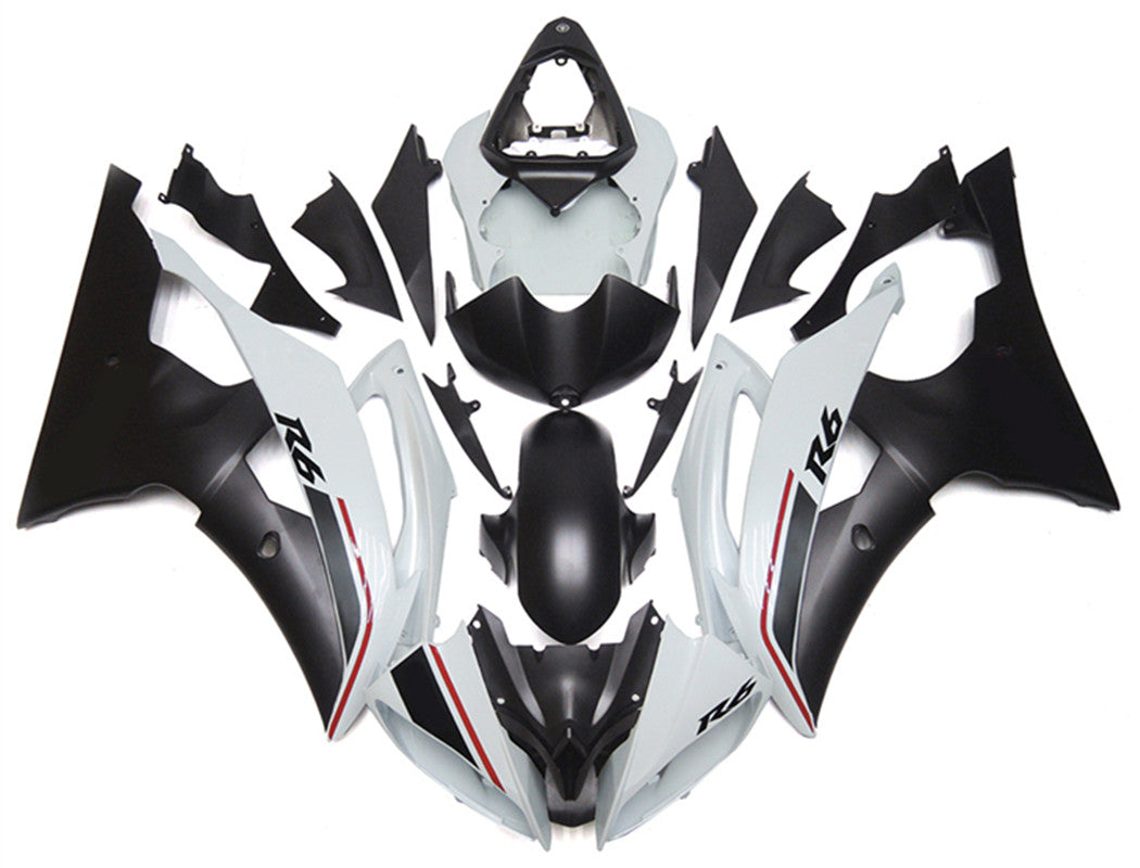 Amotopart Yamaha YZF 600 R6 2008-2016 White&Black Fairing Kit