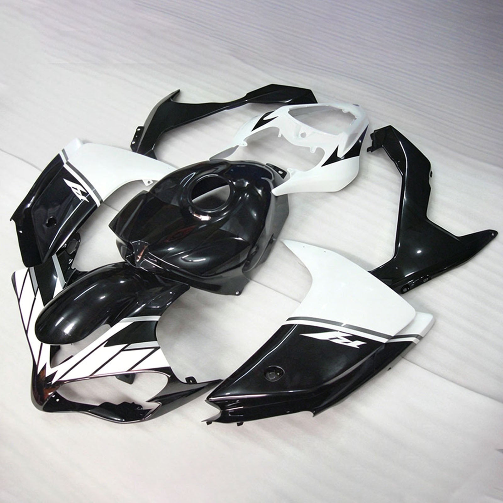 Amotopart 2007–2008 Yamaha YZF 1000 R1 Schwarz/Weiß Verkleidungsset