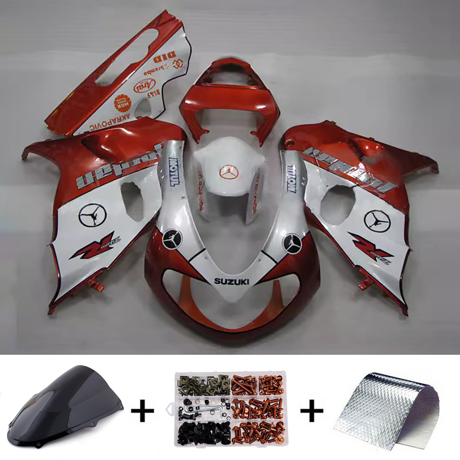 Amotopart 1998-2003 Suzuki TL1000R White Orange Fairing Kit
