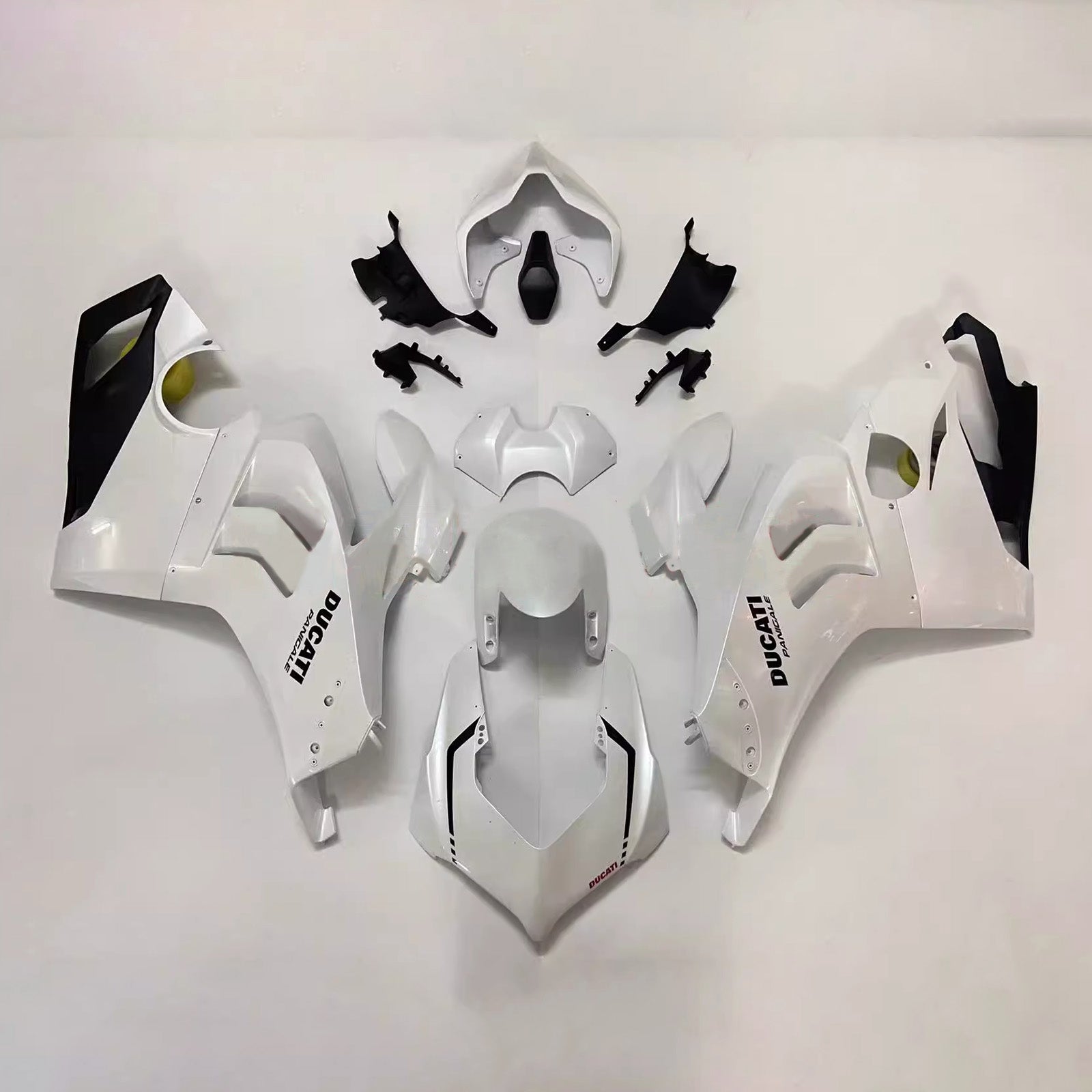 Amotopart Ducati Panigale 20-21 V4 V4S & 21-22 V4SP & 19-22 V4R Pearl White Black & Logo Fairing Kit