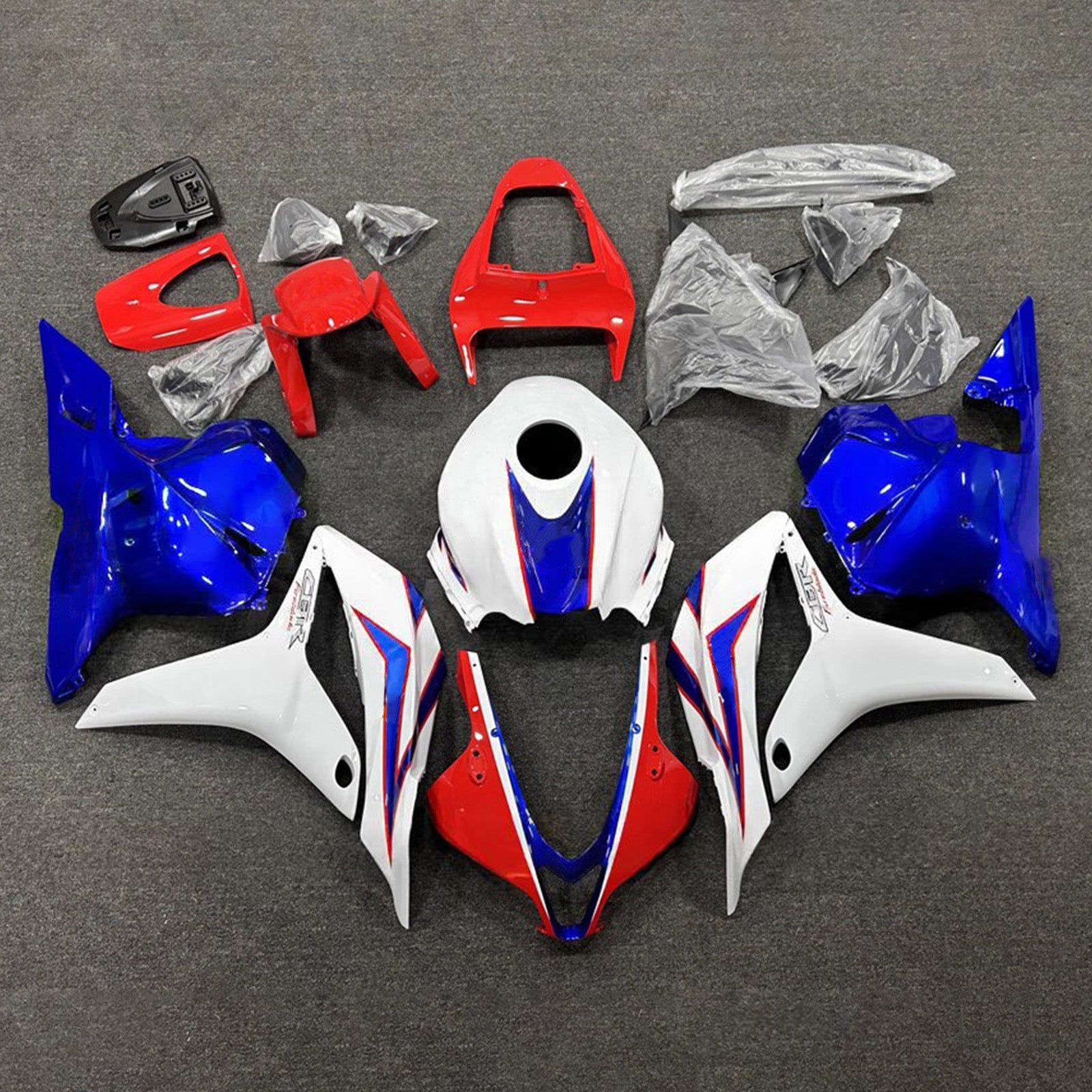 Amotopart 2009-2012 Honda CBR600RR White Blue Fairing Kit