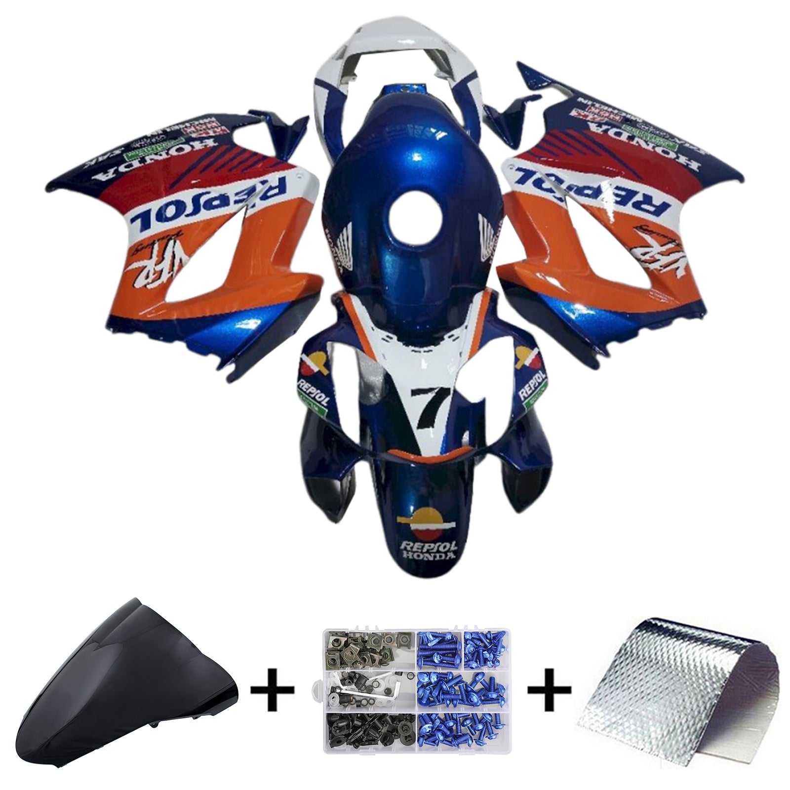 Kit carena Amotopart 2002-2013 Honda VFR800blu arancione